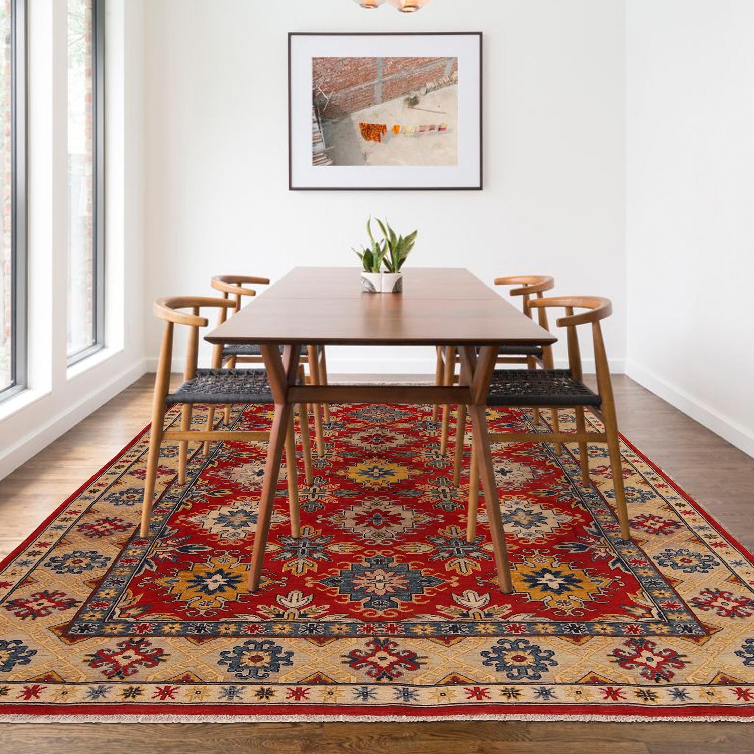 Hand knotted Kazak Rugs 6' 6" x 9' 6" ft / 198 x 290 cm - No. B31607