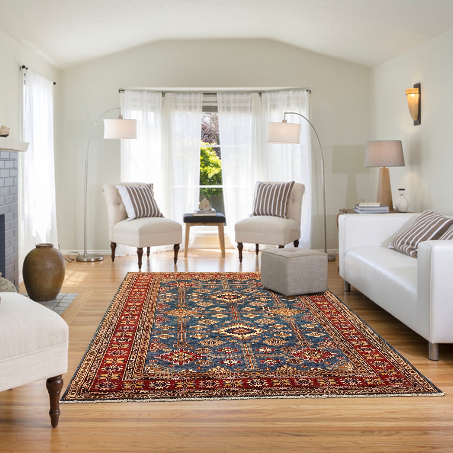 Premium Hand Knotted Kazak Rug 7' 3" x 10' 3" ft / 220 x 312 cm - No. B31612