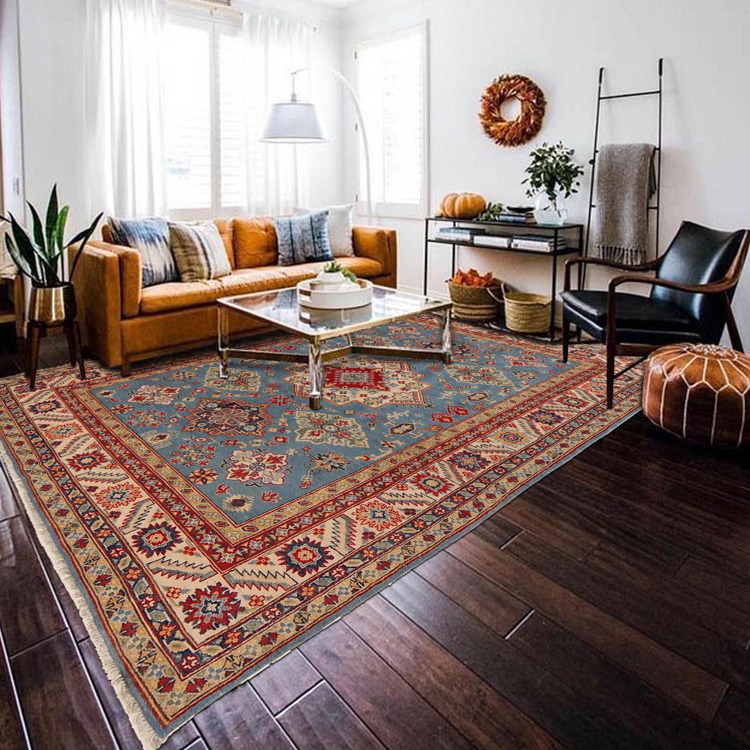 Blue Color Kazak Rug 6' 6" x 9' 9" ft / 199 x 296 cm - No. B31614