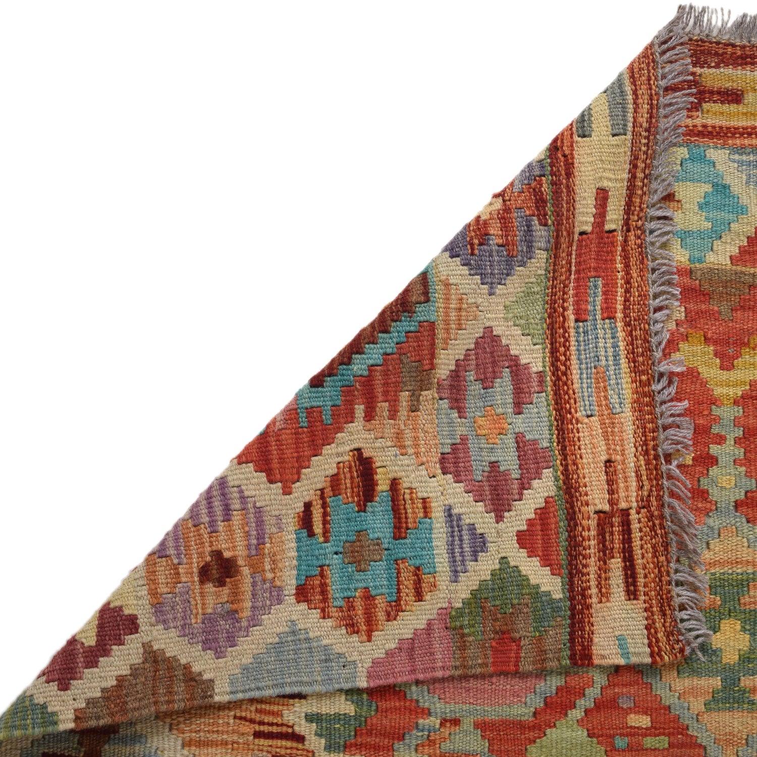 Handmade Afghan Vegetable Kilim 3' 5" x 4' 8" ft / 105 x 143 cm - No. B31925