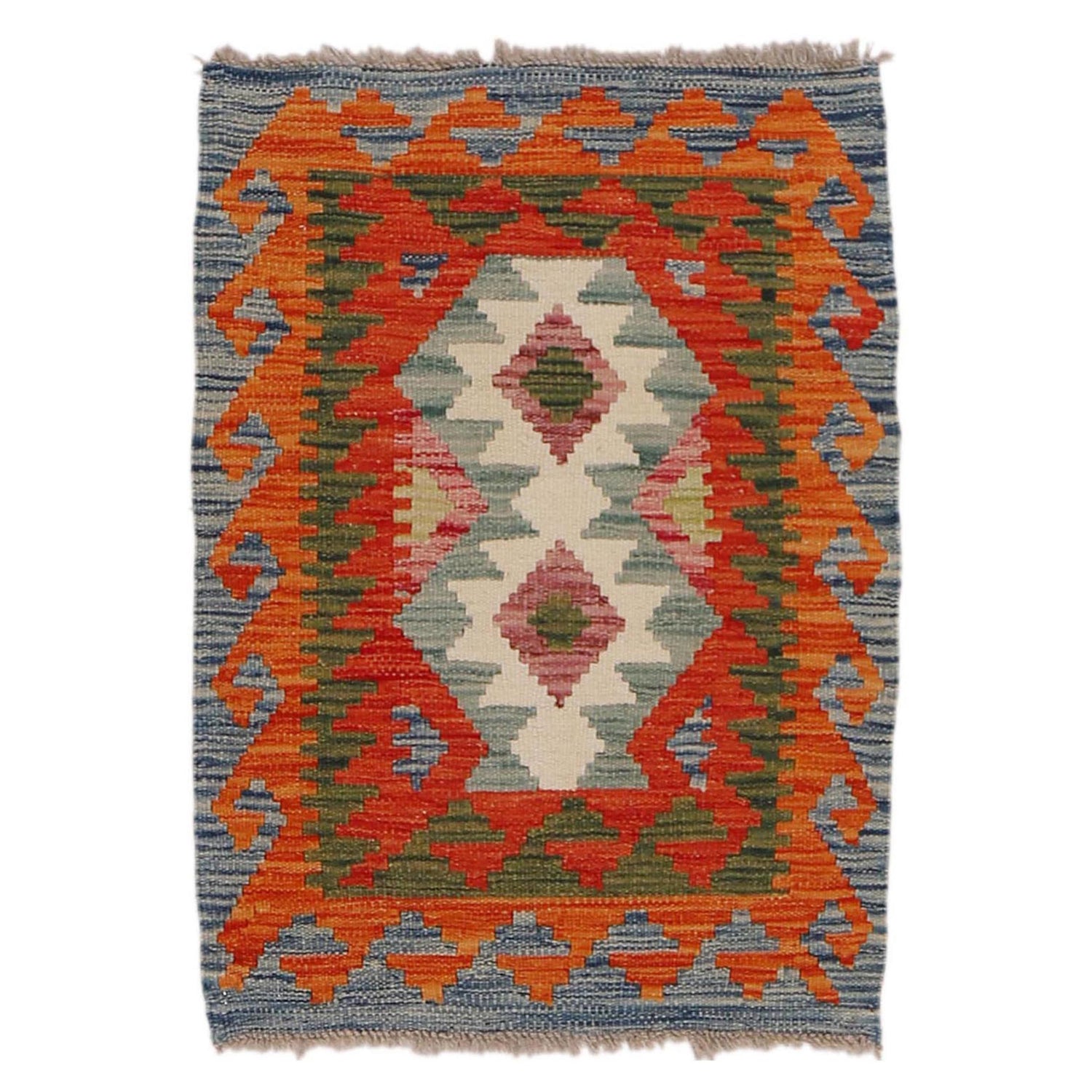 Handmade Afghan Vegetable Kilim 1' 10" x 2' 8" ft / 56 x 81 cm - No. B31961