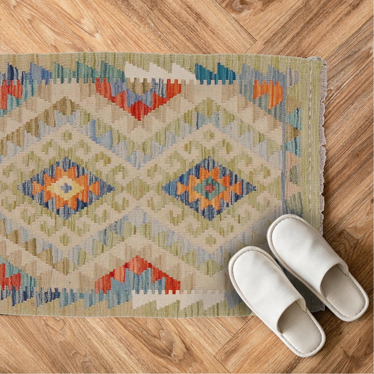 Handmade Afghan Vegetable Kilim 2' 0" x 2' 10" ft / 61 x 87 cm - No. B31985