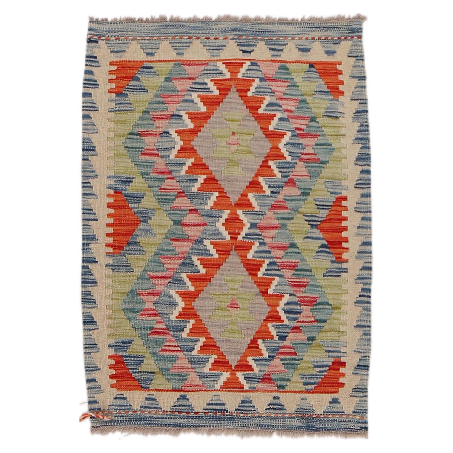 Handmade Afghan Vegetable Kilim 2' 0" x 2' 11" ft / 61 x 90 cm - No. B32028