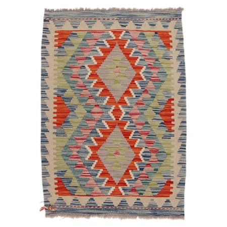 Handmade Afghan Vegetable Kilim 2' 0" x 2' 11" ft / 61 x 90 cm - No. B32028