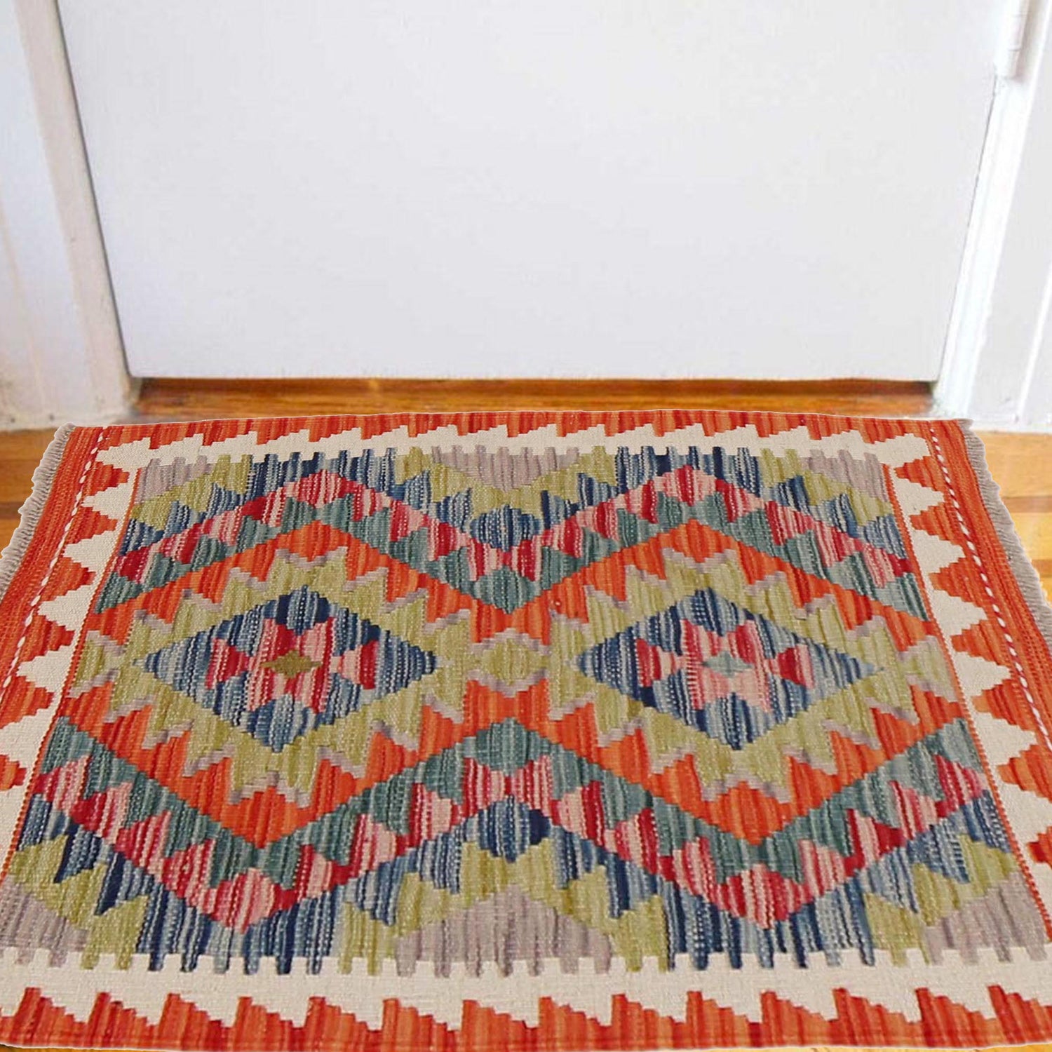 Handmade Afghan Vegetable Kilim 1' 11" x 2' 11" ft / 59 x 88 cm - No. B32054