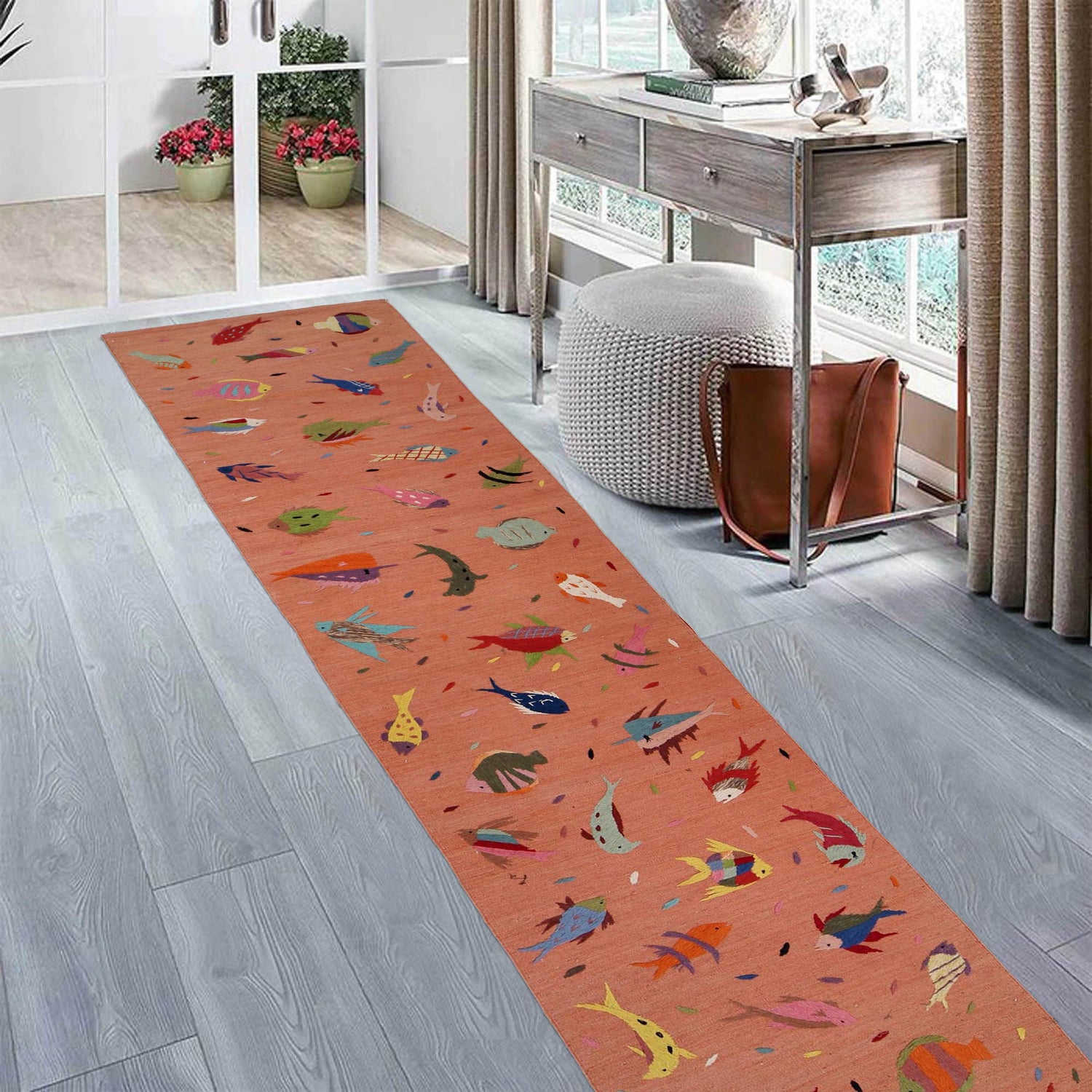 Hand Made Embroidery Kilim 2' 8" x 12' 10" ft / 82 x 392 cm - No. B32076