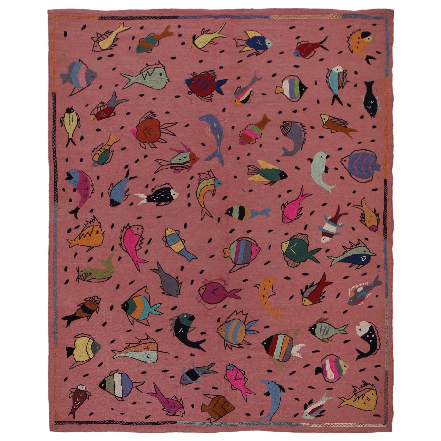 Hand Made Embroidery Kilim 6' 2" x 7' 11" ft / 189 x 242 cm - No. B32077