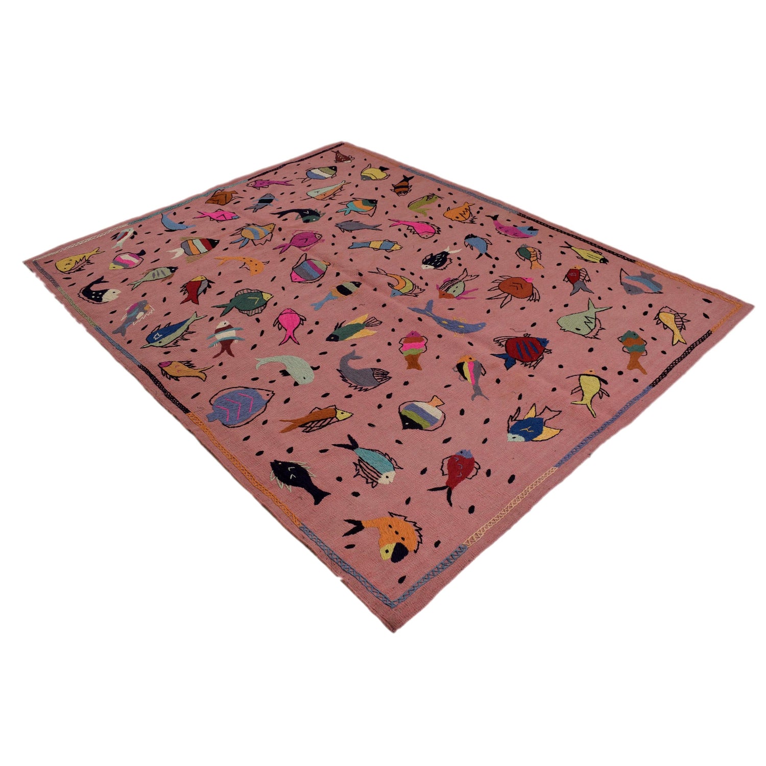 Hand Made Embroidery Kilim 6' 2" x 7' 11" ft / 189 x 242 cm - No. B32077