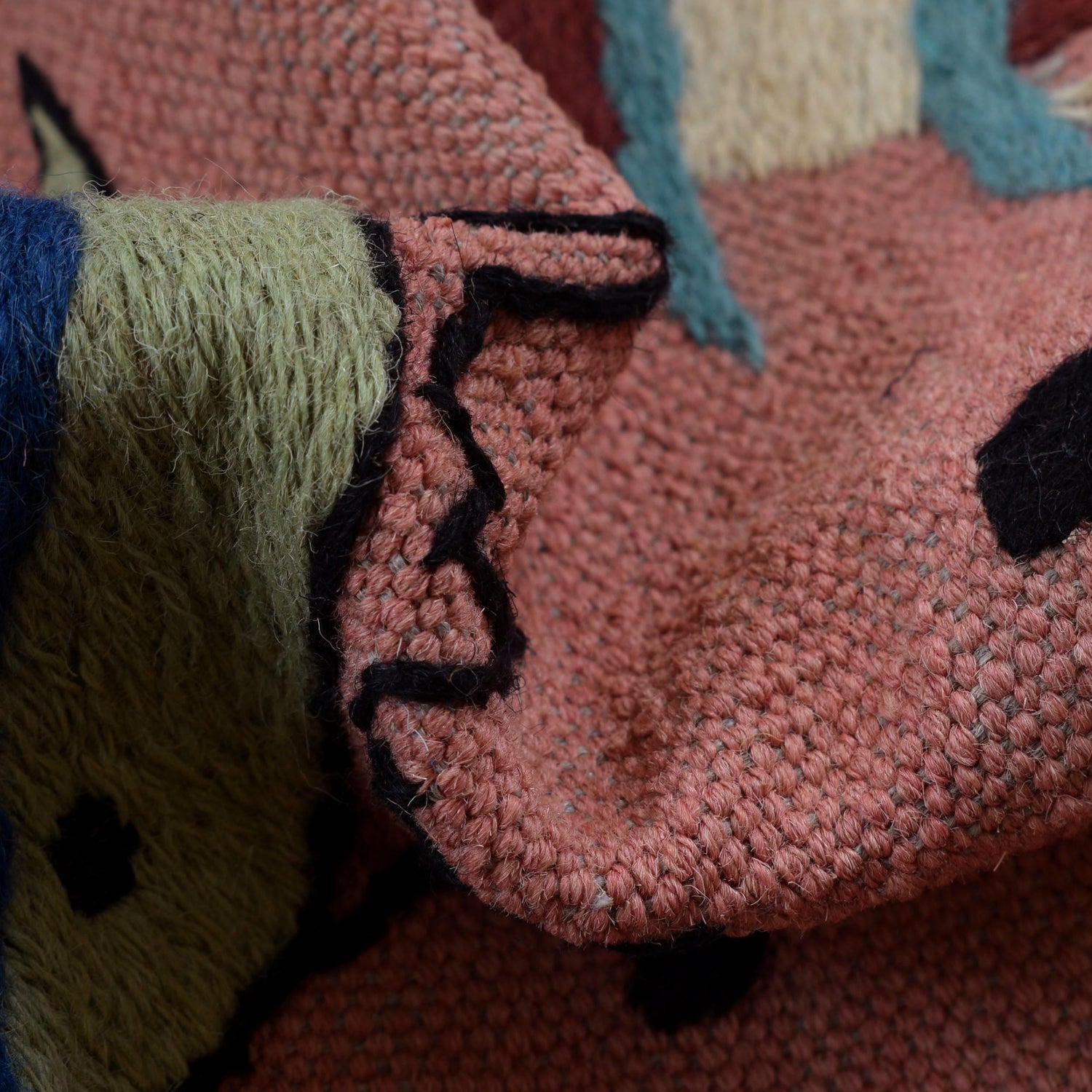 Hand Made Embroidery Kilim 6' 2" x 7' 11" ft / 189 x 242 cm - No. B32077