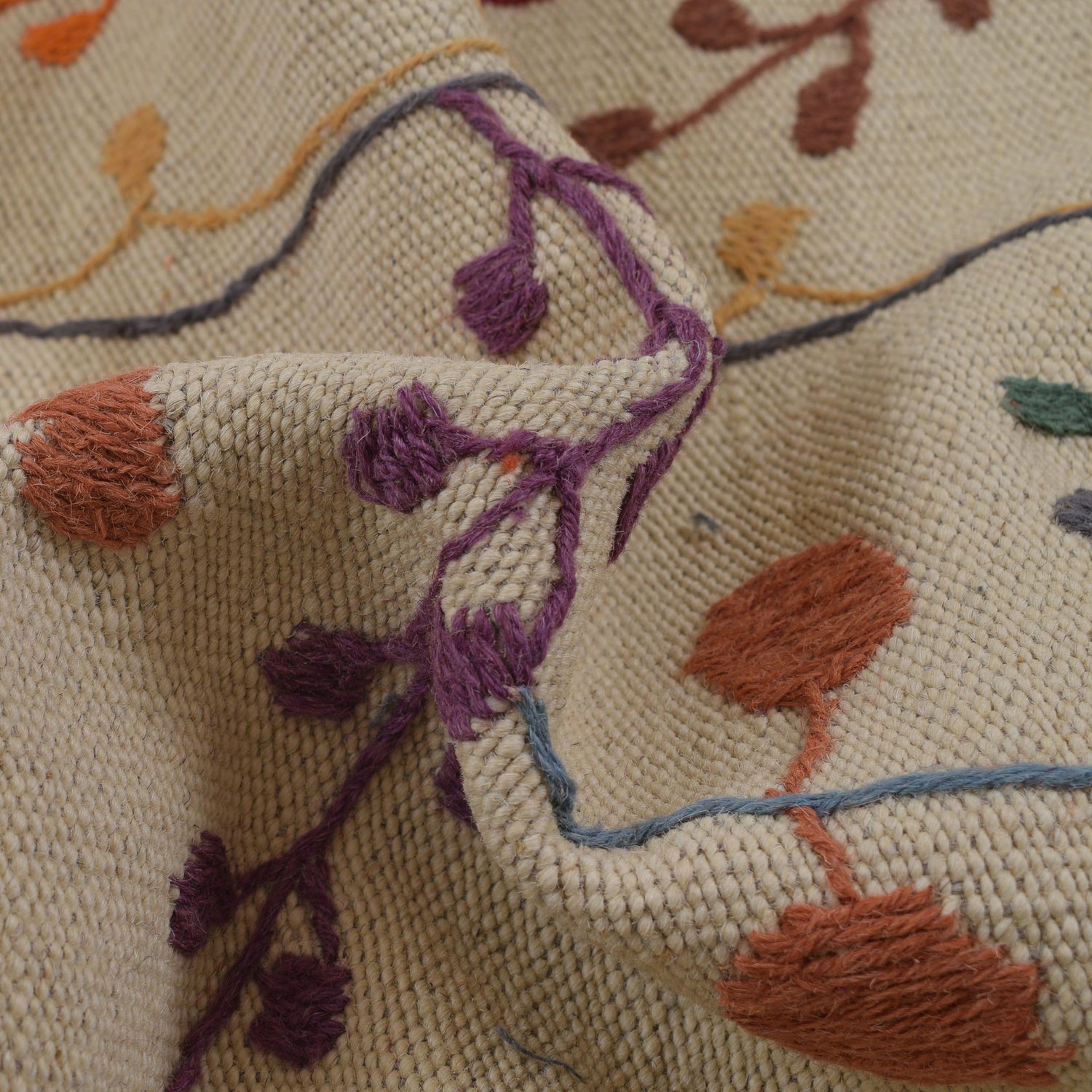 Hand Made Embroidery Kilim 5' 3" x 7' 10" ft / 159 x 238 cm - No. B32080