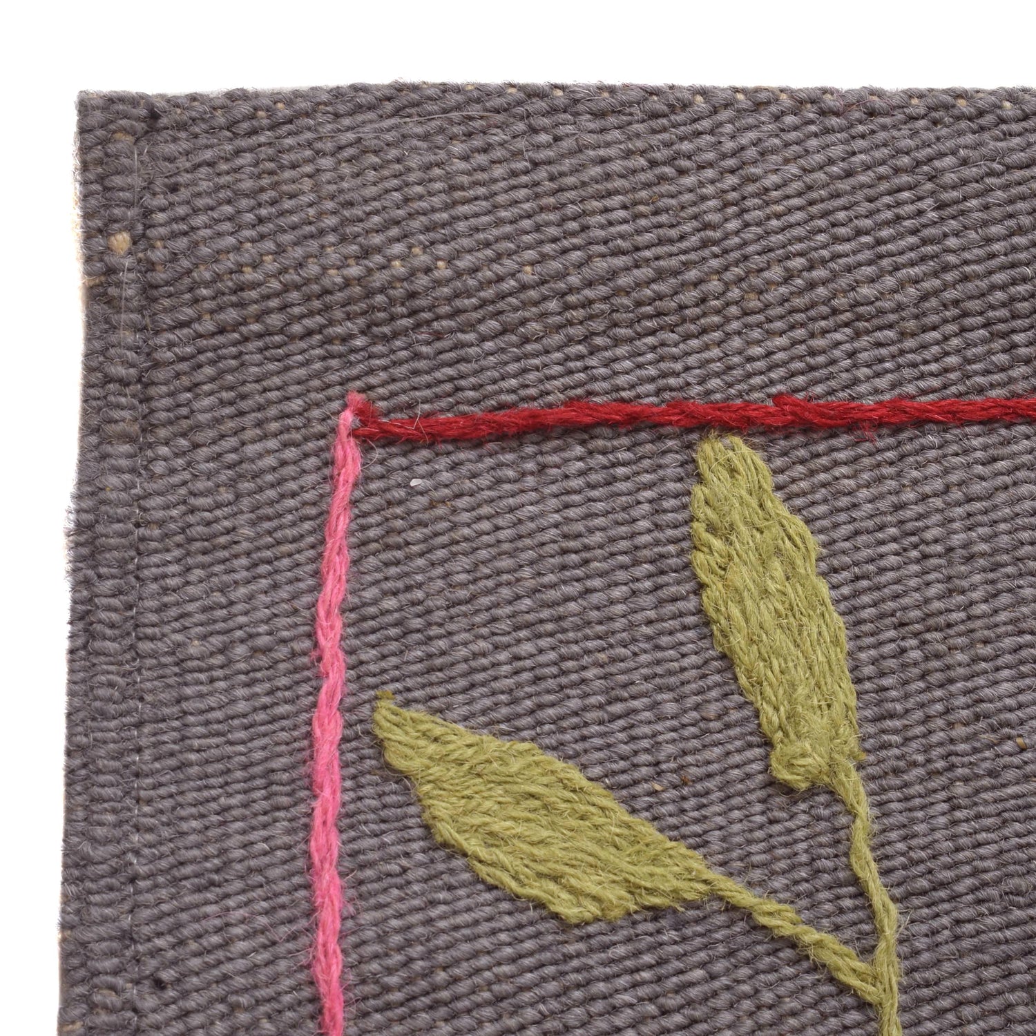 Gray Color Embroidery Flat Weave Kilim 3' 11" x 6' 5" ft / 120 x 196 cm - No. B32082