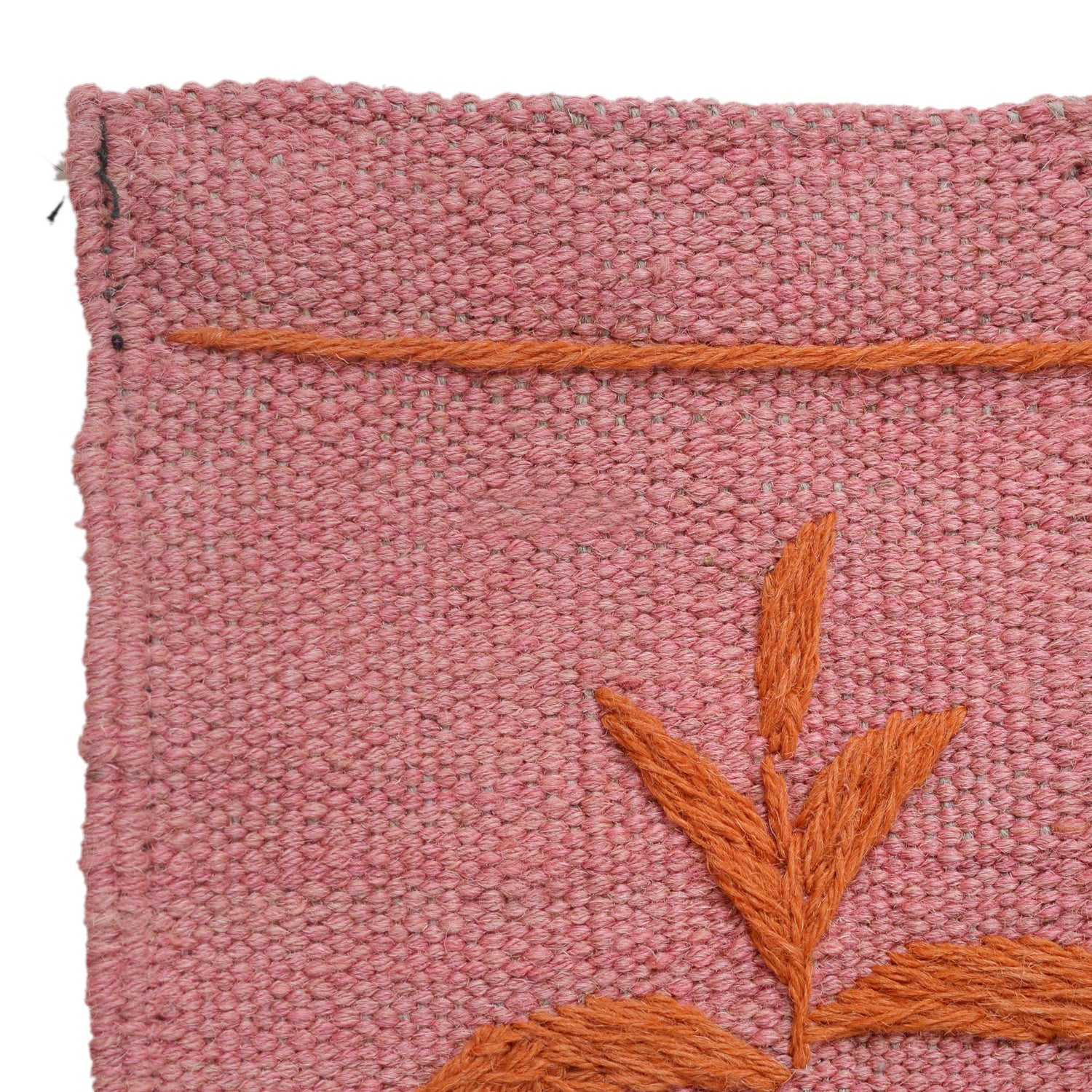 Pink Color Embroidery Flat Weave Kilim 3' 9" x 5' 10" ft / 114 x 178 cm - No. B32085