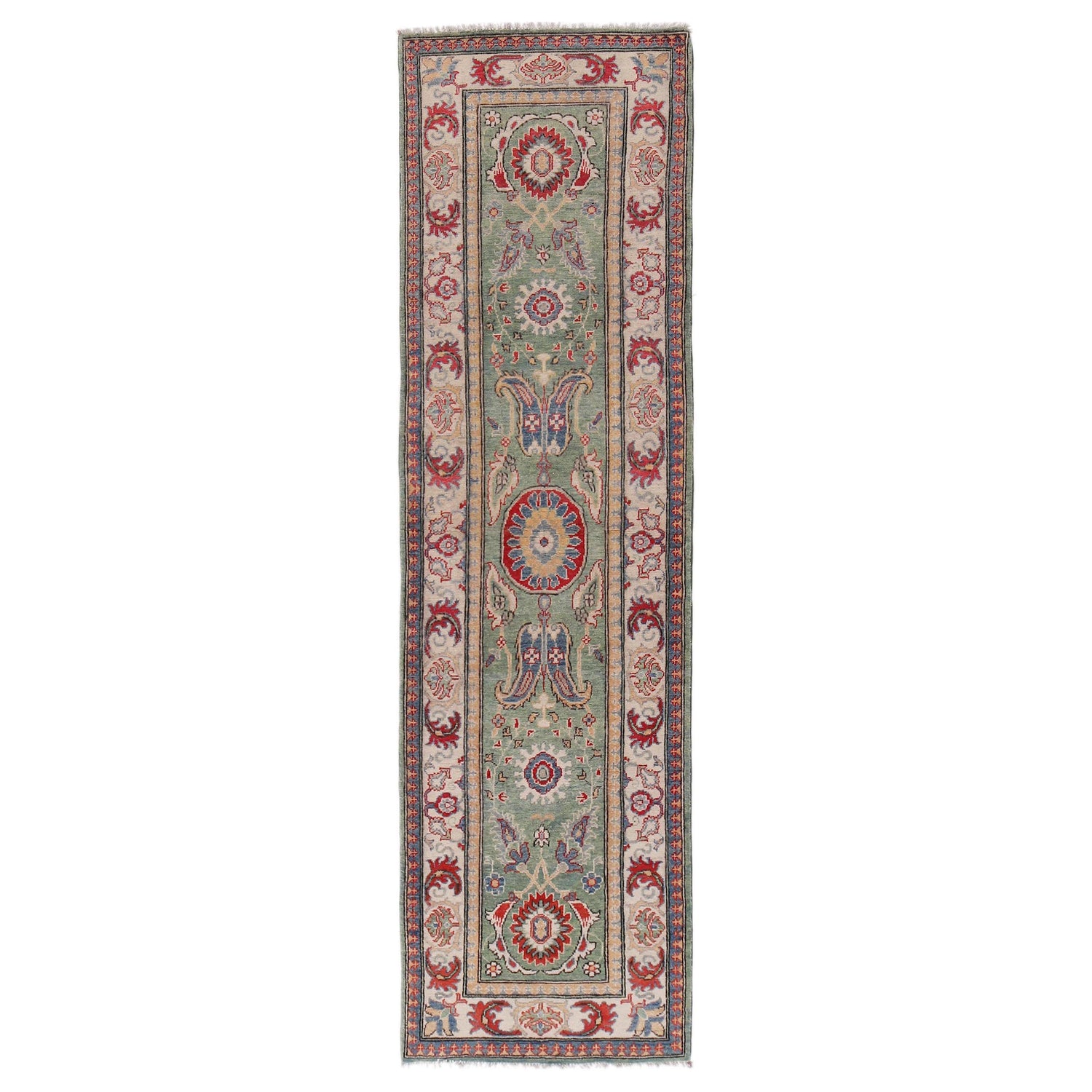 Hand knotted Kazak Runner Carpet 2' 7" x 9' 7" ft / 78 x 292 cm - No. B33014