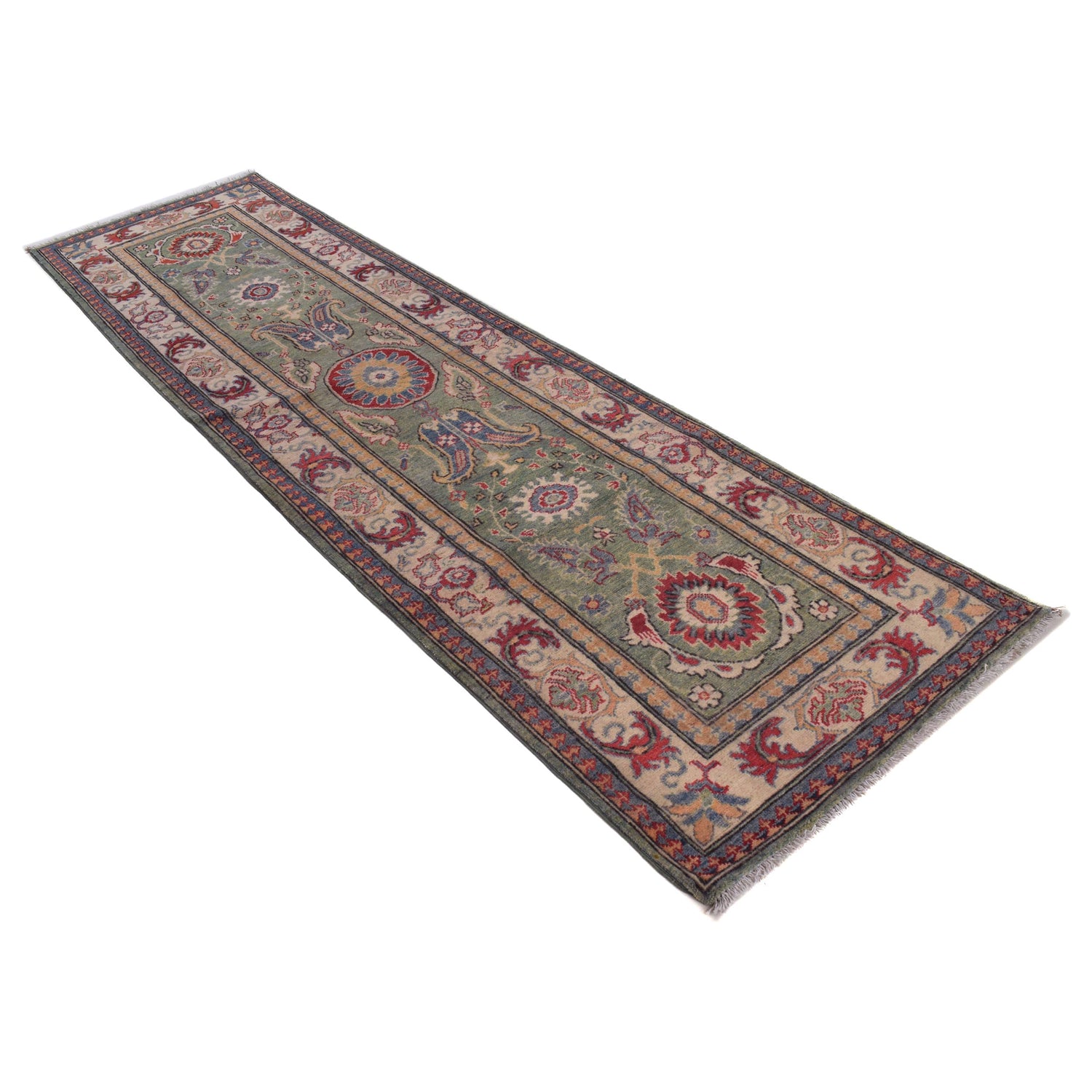 Hand knotted Kazak Runner Carpet 2' 7" x 9' 7" ft / 78 x 292 cm - No. B33014