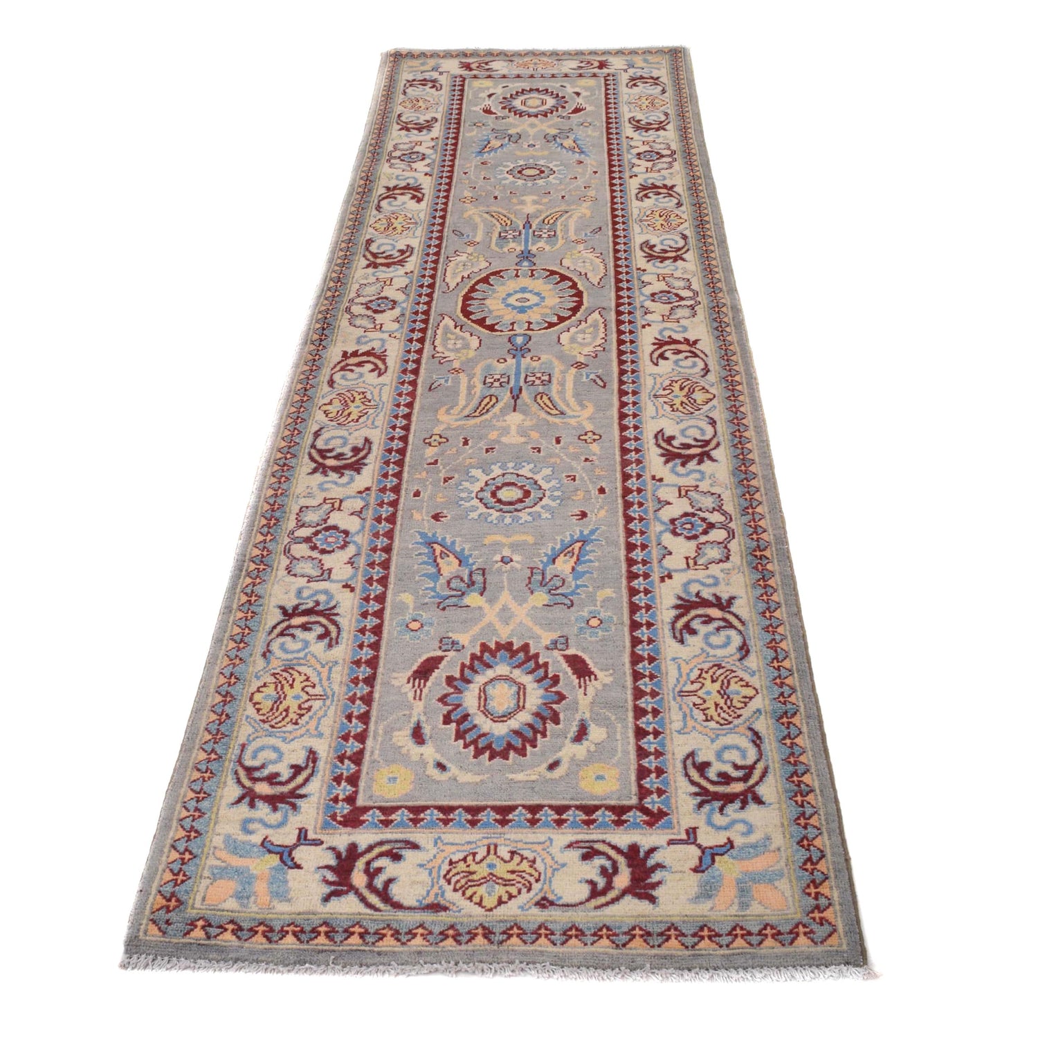 Hand knotted Kazak Runner Carpet 2' 7" x 9' 9" ft / 78 x 297 cm - No. B33015