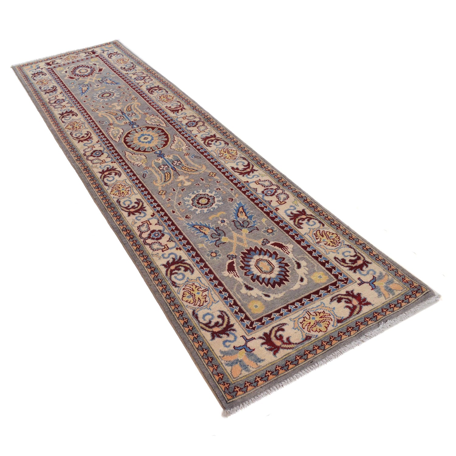 Hand knotted Kazak Runner Carpet 2' 7" x 9' 9" ft / 78 x 297 cm - No. B33015