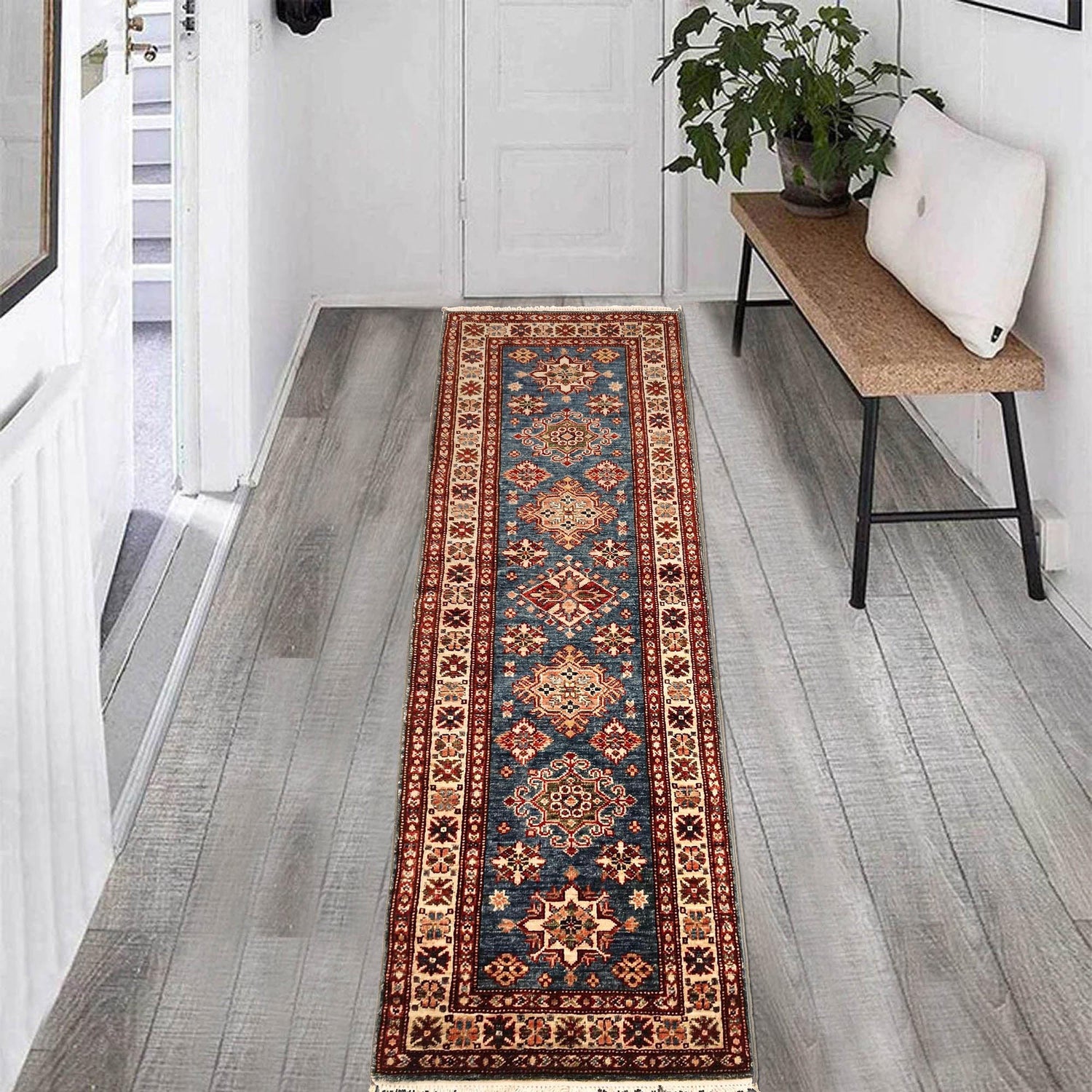 Fine Kazak Oriental Runner Rug 2' 0" x 6' 1" ft / 60 x 185 cm - No. B33020