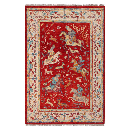 Handmade Picture Area Rug 4' 1" x 6' 0" ft / 124 x 182 cm - No. B33050