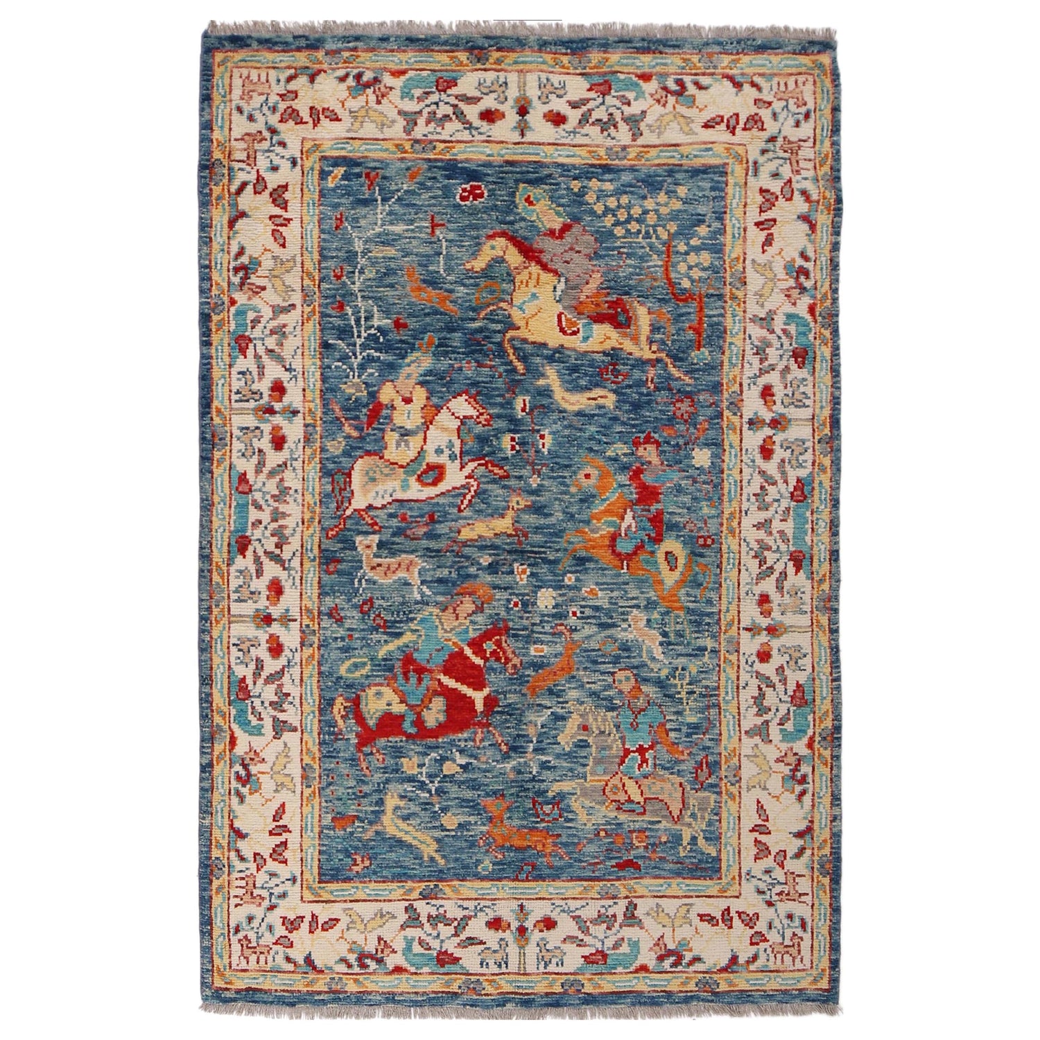 Handmade Picture Area Rug 4' 0" x 6' 1" ft / 122 x 185 cm - No. B33051