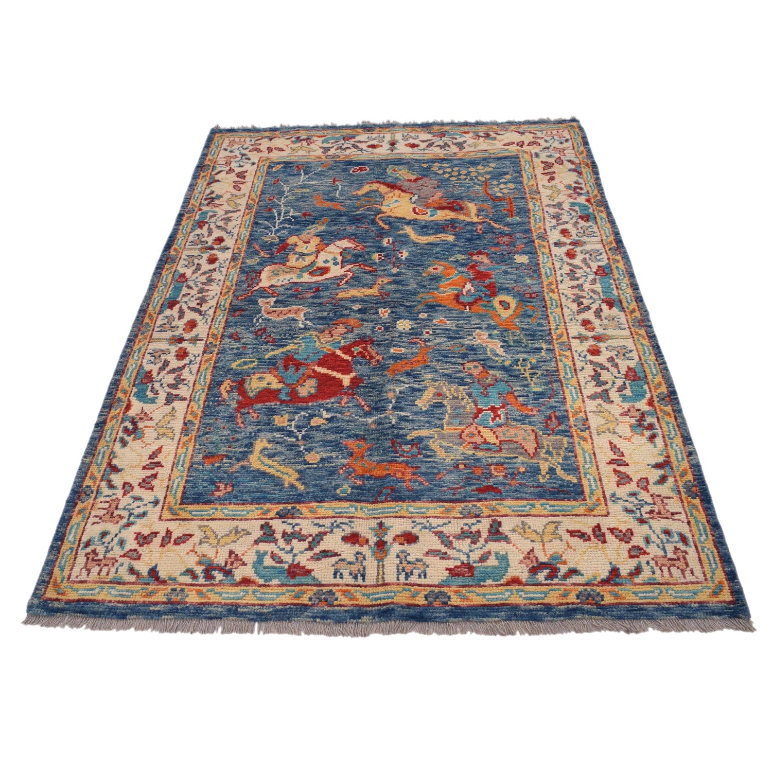 Handmade Picture Area Rug 4' 0" x 6' 1" ft / 122 x 185 cm - No. B33051