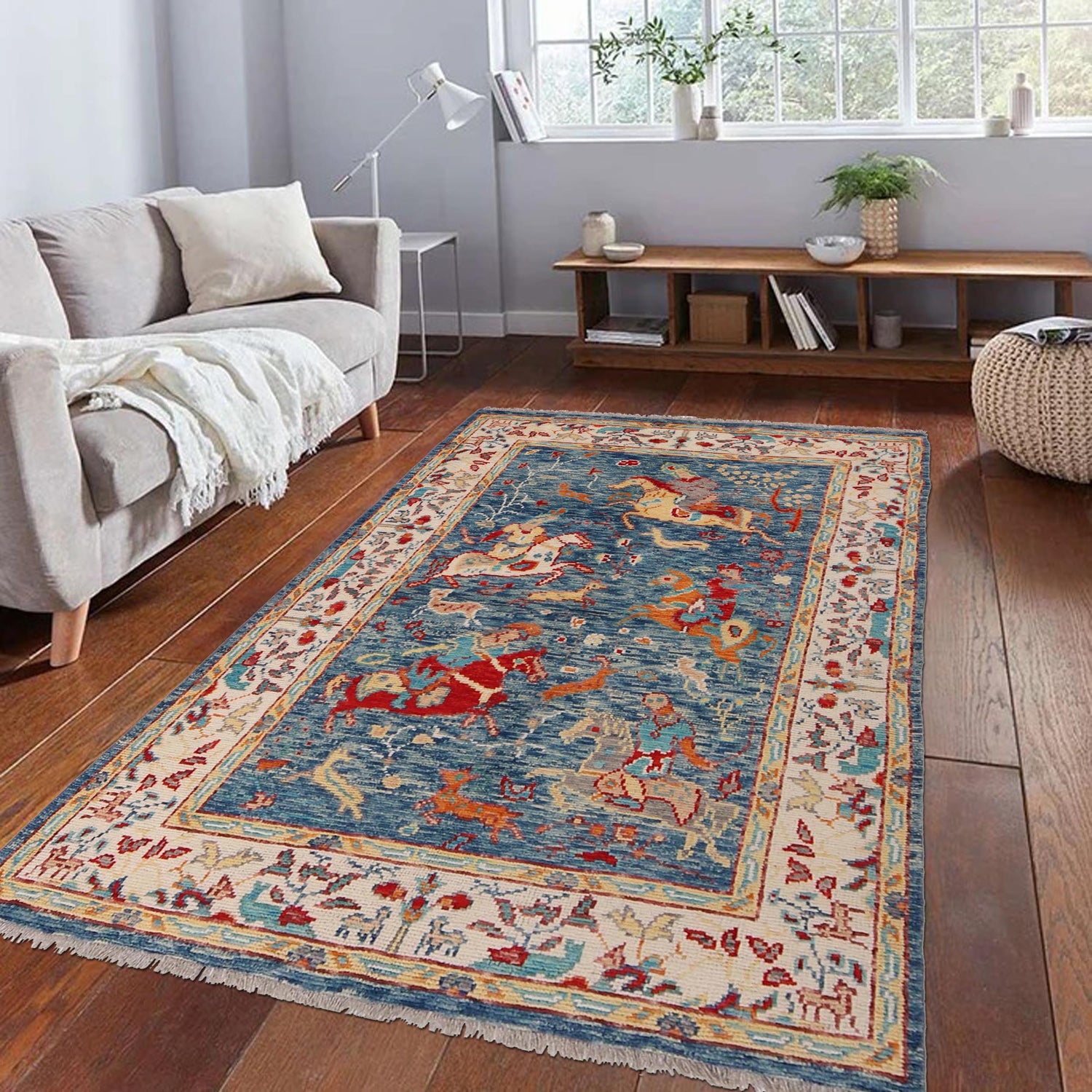 Handmade Picture Area Rug 4' 0" x 6' 1" ft / 122 x 185 cm - No. B33051