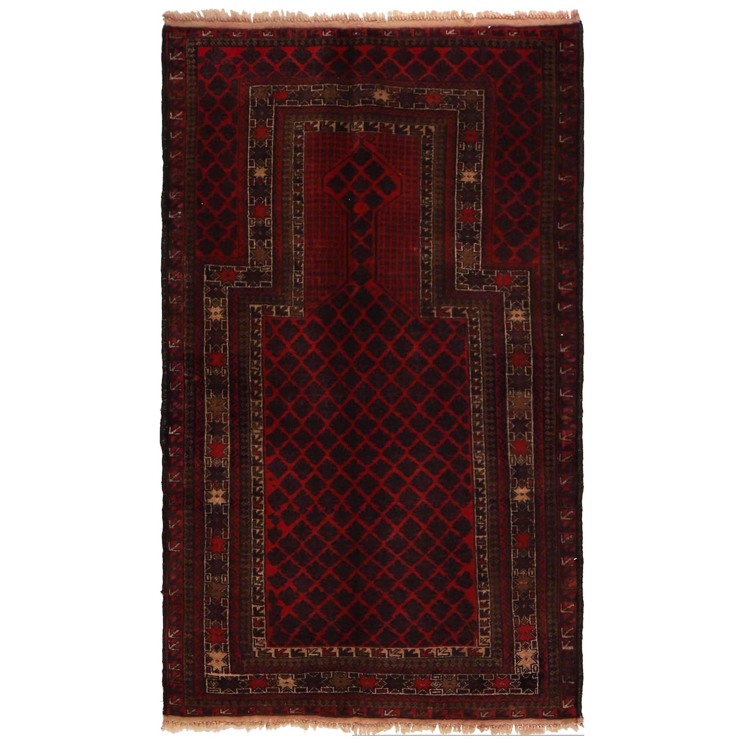 Small Prayer Carpet 2' 10" x 4' 8" ft / 86 x 143 cm - B33059