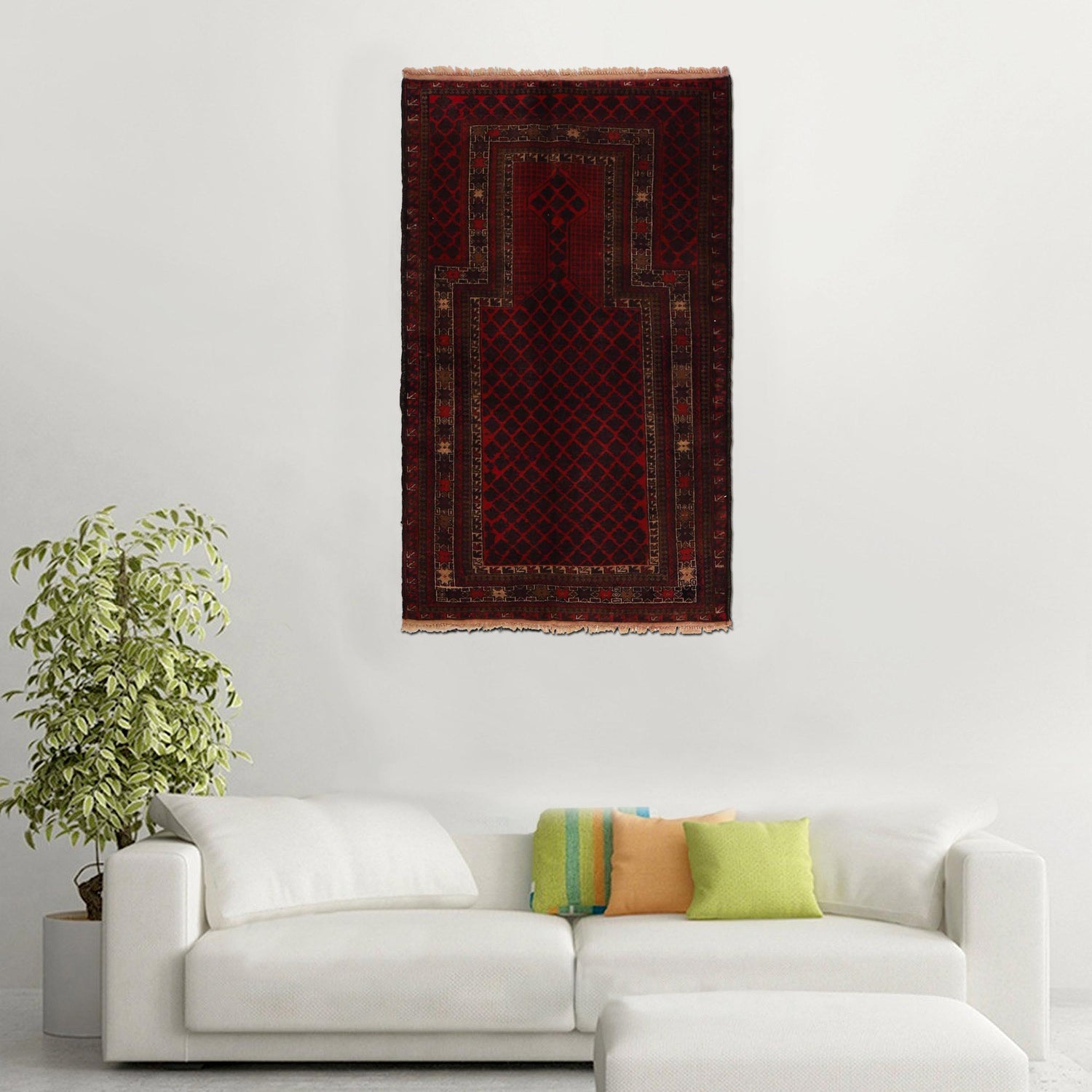 Small Prayer Carpet 2' 10" x 4' 8" ft / 86 x 143 cm - B33059