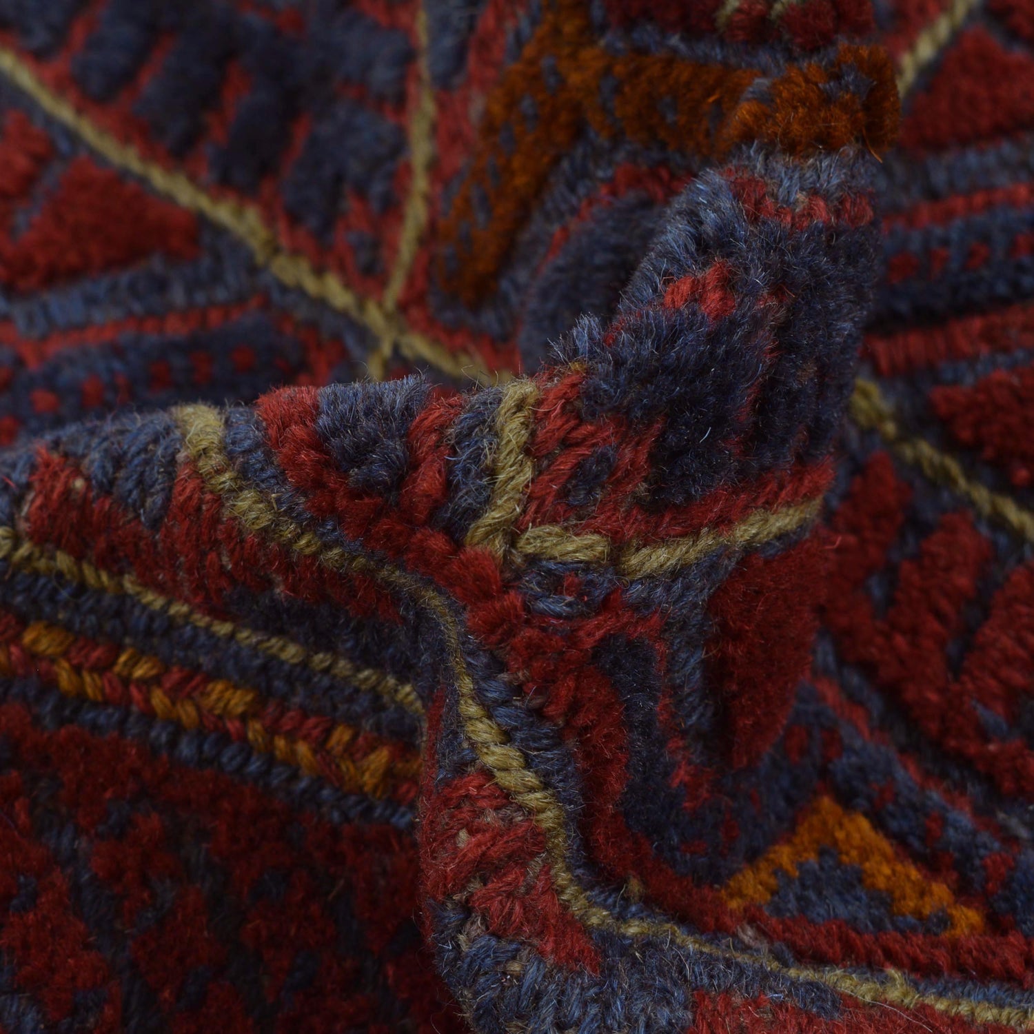 Handmade Afghan Carpet 3' 7" x 3' 10" ft / 110 x 117 cm - No. B33060