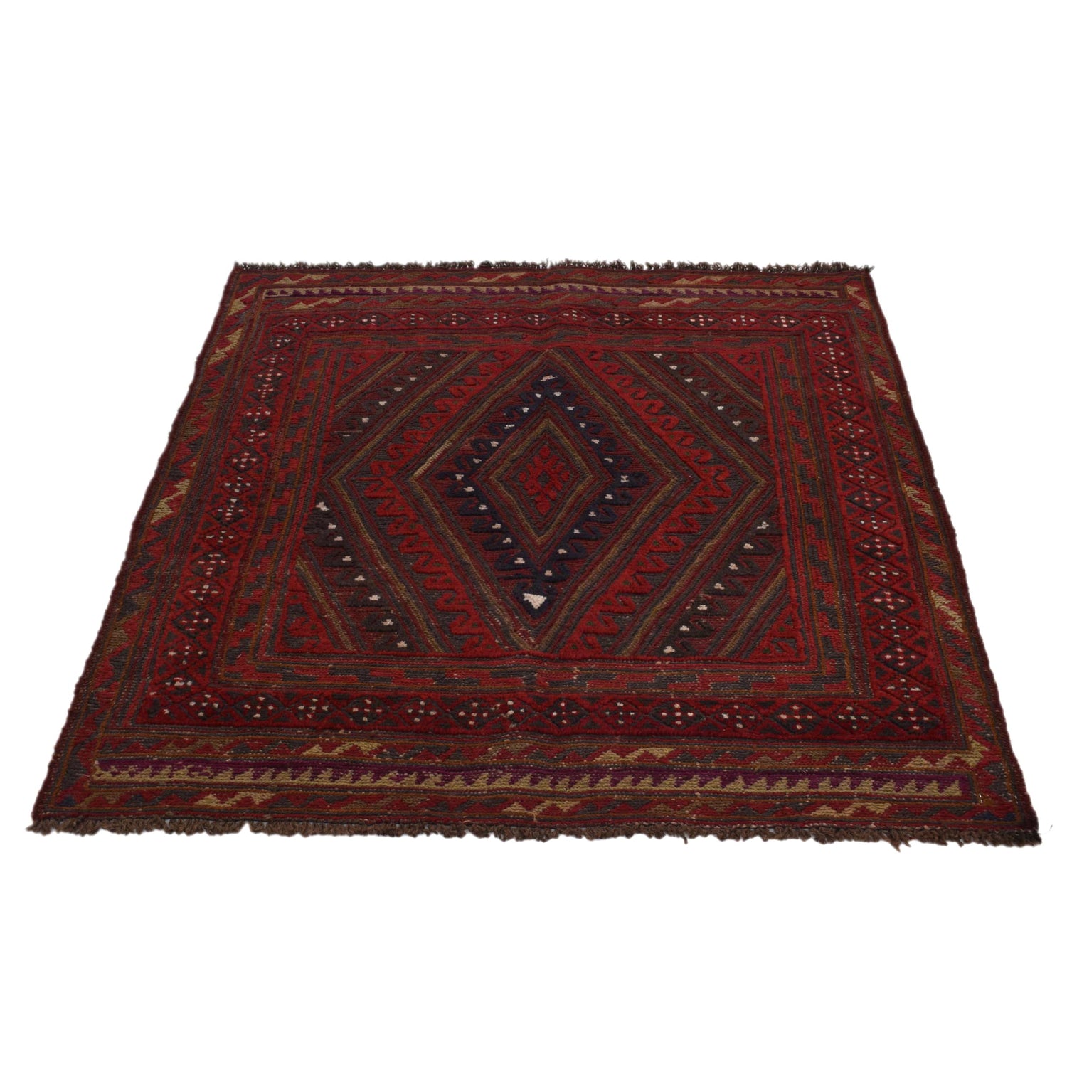 Handmade Afghan Carpet 3' 9" x 4' 0" ft / 114 x 122 cm - No. B33062
