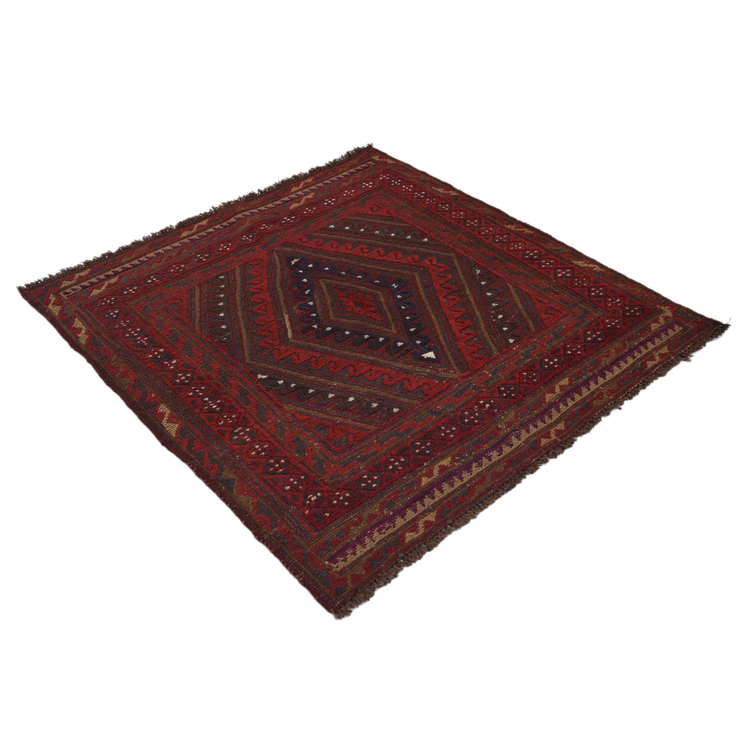 Handmade Afghan Carpet 3' 9" x 4' 0" ft / 114 x 122 cm - No. B33062