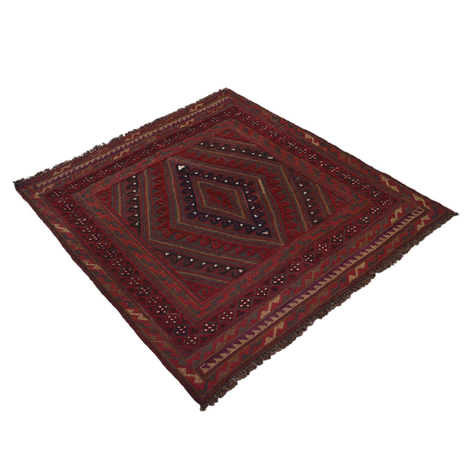 Handmade Afghan Carpet 3' 9" x 4' 0" ft / 114 x 122 cm - No. B33062