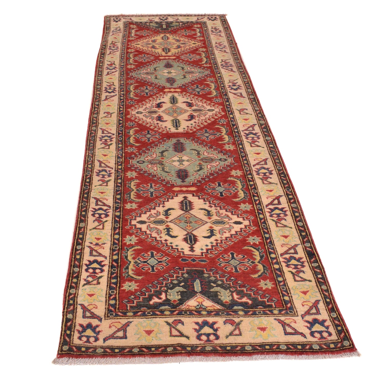 Hand knotted Kazak Runner Carpet 2' 10" x 9' 3" ft / 85 x 283 cm - No. B33093