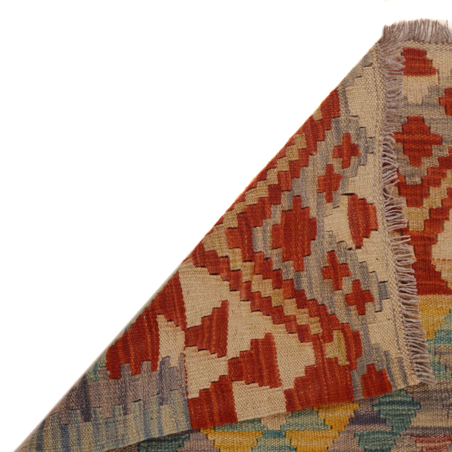 Hand Knotted Afghan Style Kilim 3' 4" x 5' 2" ft / 101 x 158 cm - No. B33103