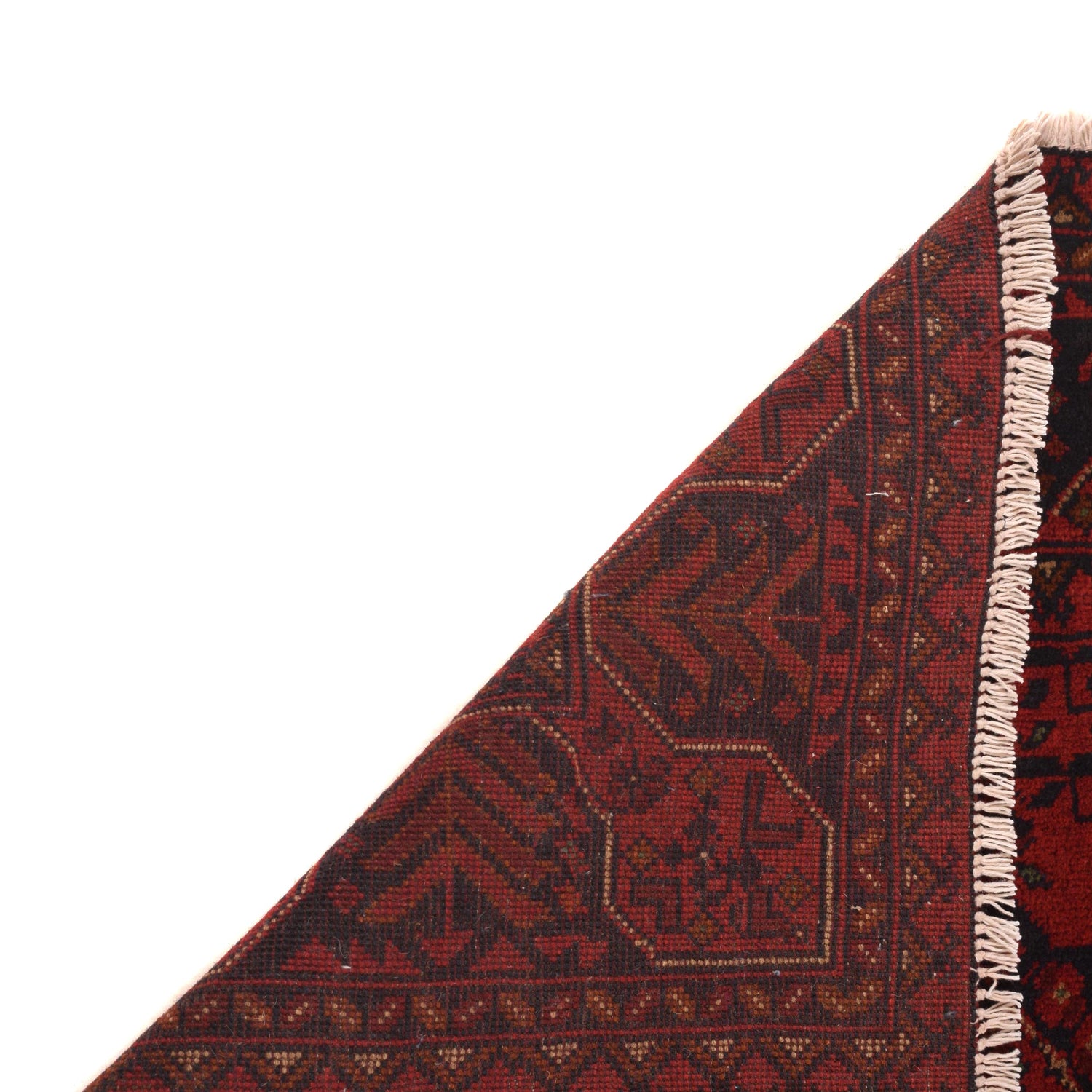 Red Color Afghan Area Rug 3' 4" x 5' 0" ft / 102 x 153 cm - No. B34188