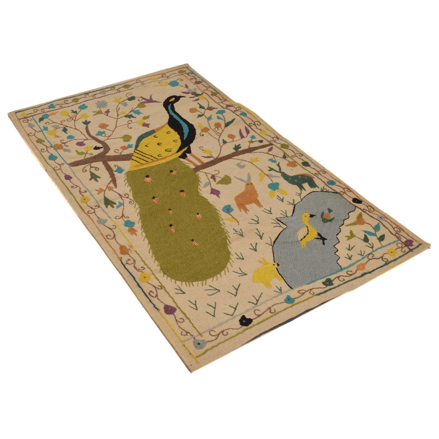 Design Embroidery Kilim 2' 11" x 4' 11" ft / 90 x 149 cm - No. B34456