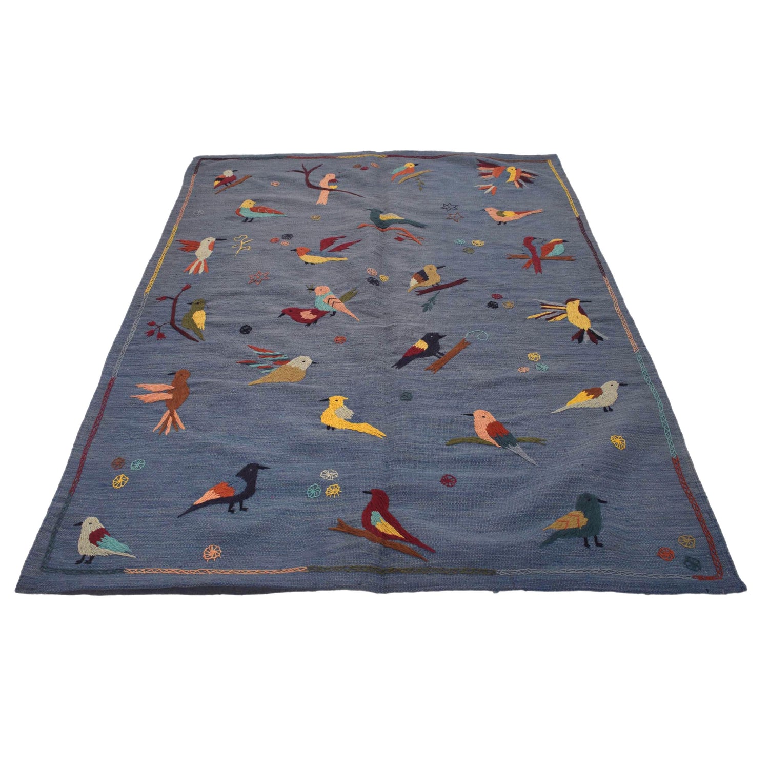 Design Embroidery Kilim 4' 11" x 6' 10" ft / 150 x 209 cm - No. B34459