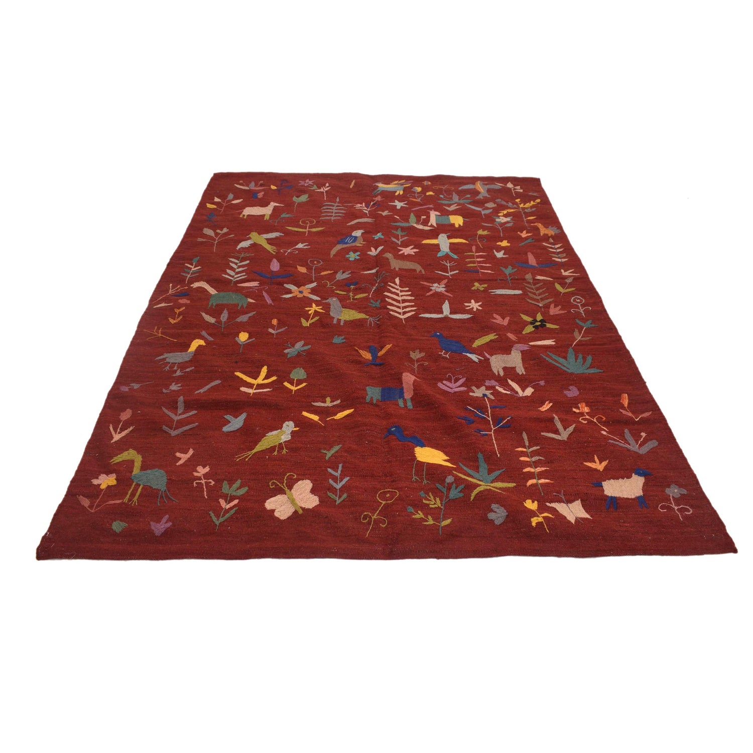 Hand Knotted Embroidery Kelim 5' 6" x 7' 9" ft / 168 x 237 cm - No. B34460