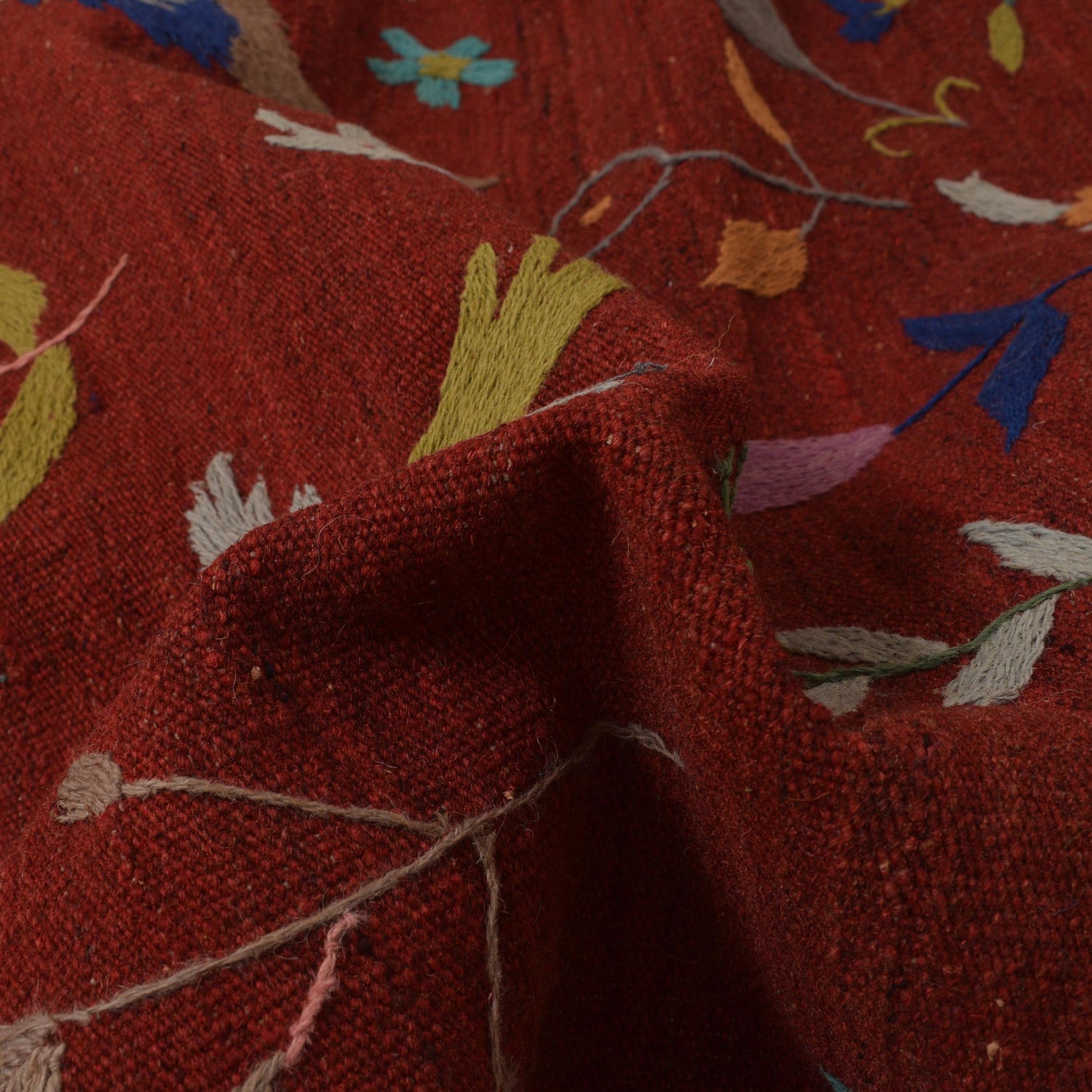 Hand Knotted Embroidery Kelim 5' 6" x 7' 9" ft / 168 x 237 cm - No. B34460