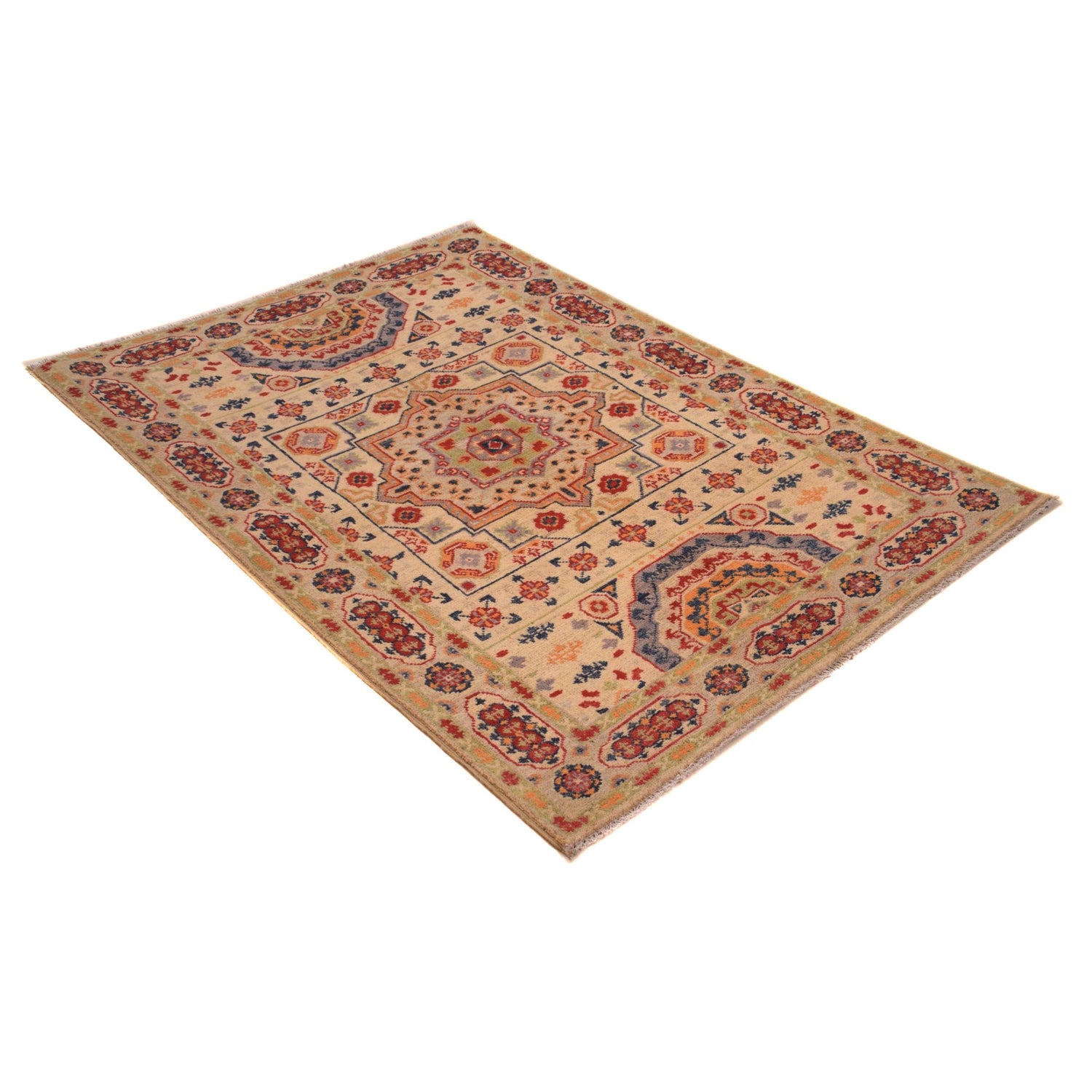Hand knotted Kazak Carpet 3' 3" x 4' 11" ft / 100 x 150 cm - No. B34614