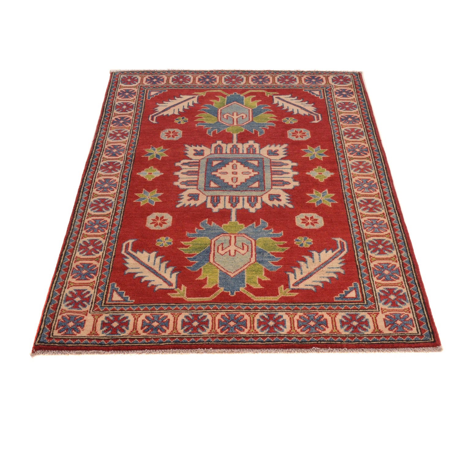 Handmade Kazak Area Rug 3' 4" x 4' 10" ft / 102 x 147 cm - No. B34615