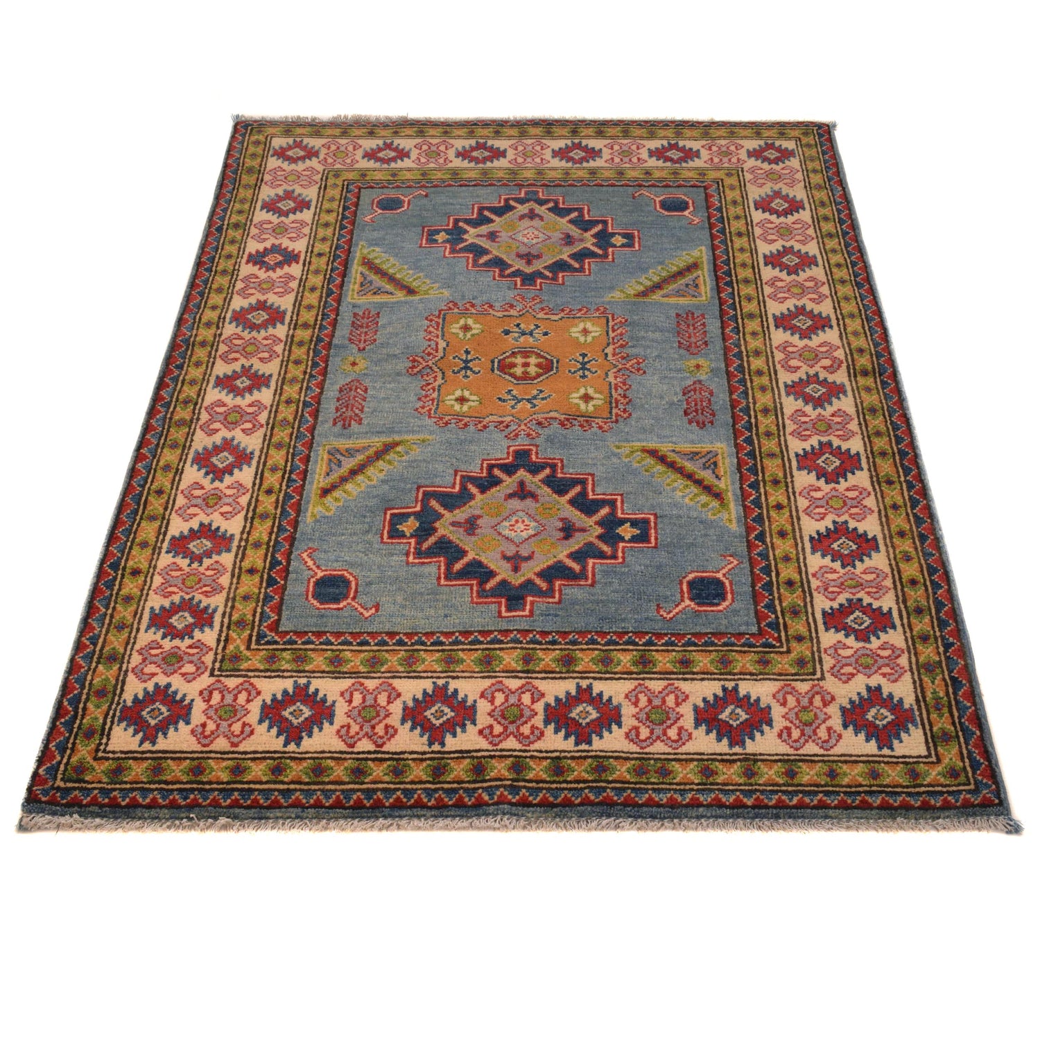 Oriental Kazak Rug 4' 0" x 4' 10" ft / 123 x 148 cm - No. B34617