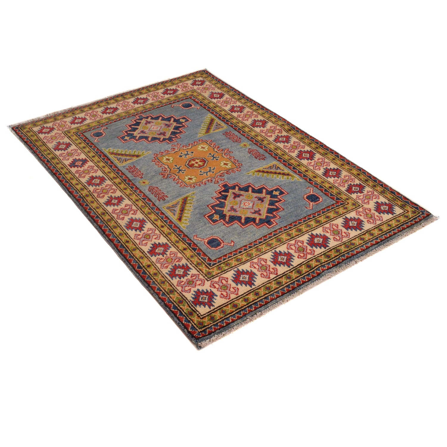 Oriental Kazak Rug 4' 0" x 4' 10" ft / 123 x 148 cm - No. B34617