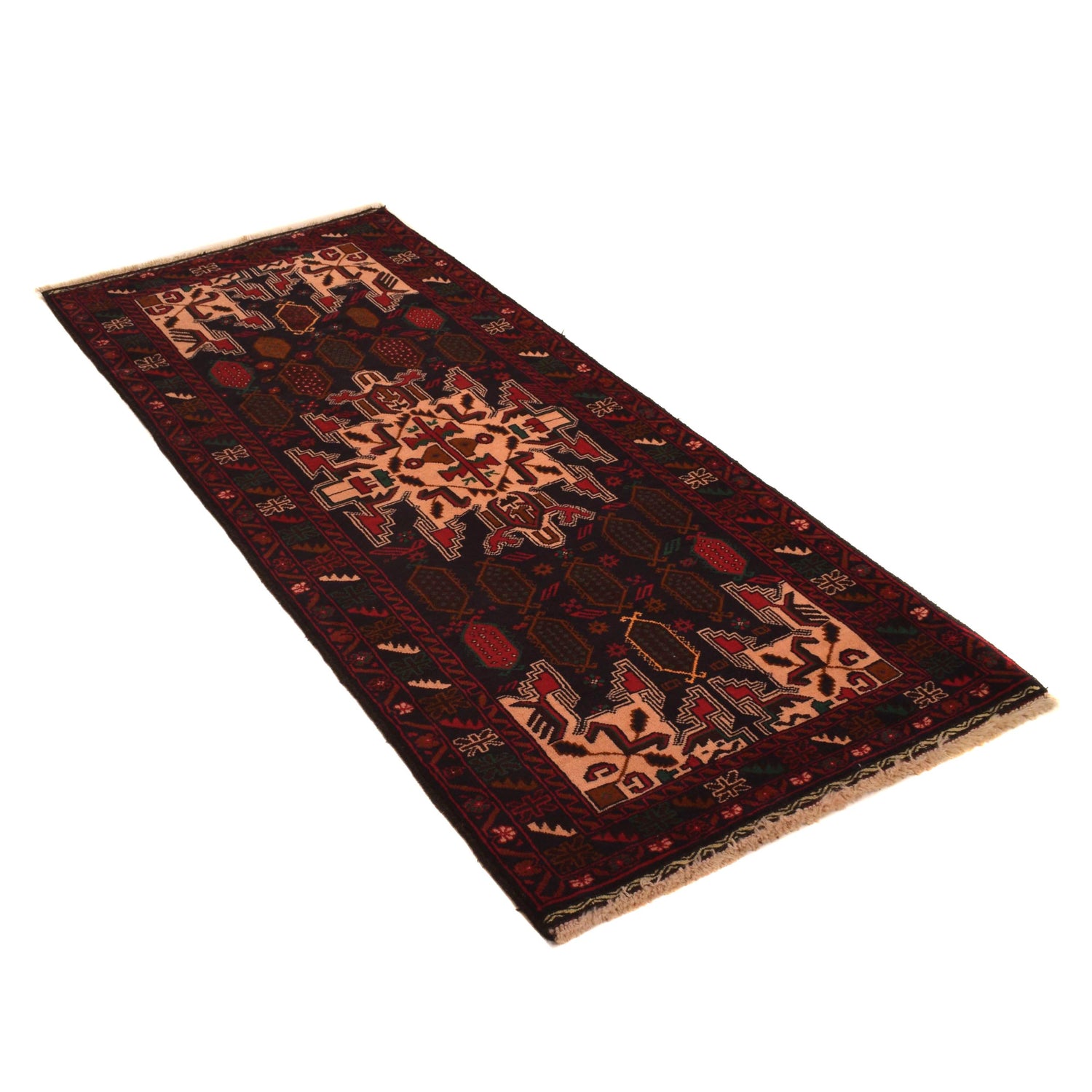 Authentic Tribal Baluchi Runner 2' 8" x 6' 11" ft / 82 x 210 cm - No. B34625
