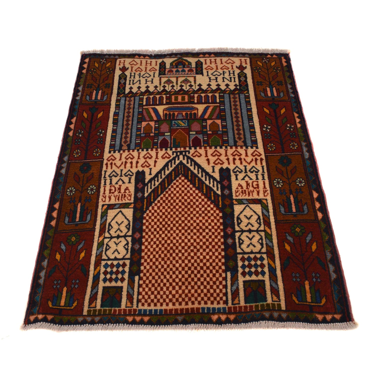 Handmade Prayer Rug 2' 9" x 3' 11" ft / 84 x 120 cm - No. B34626