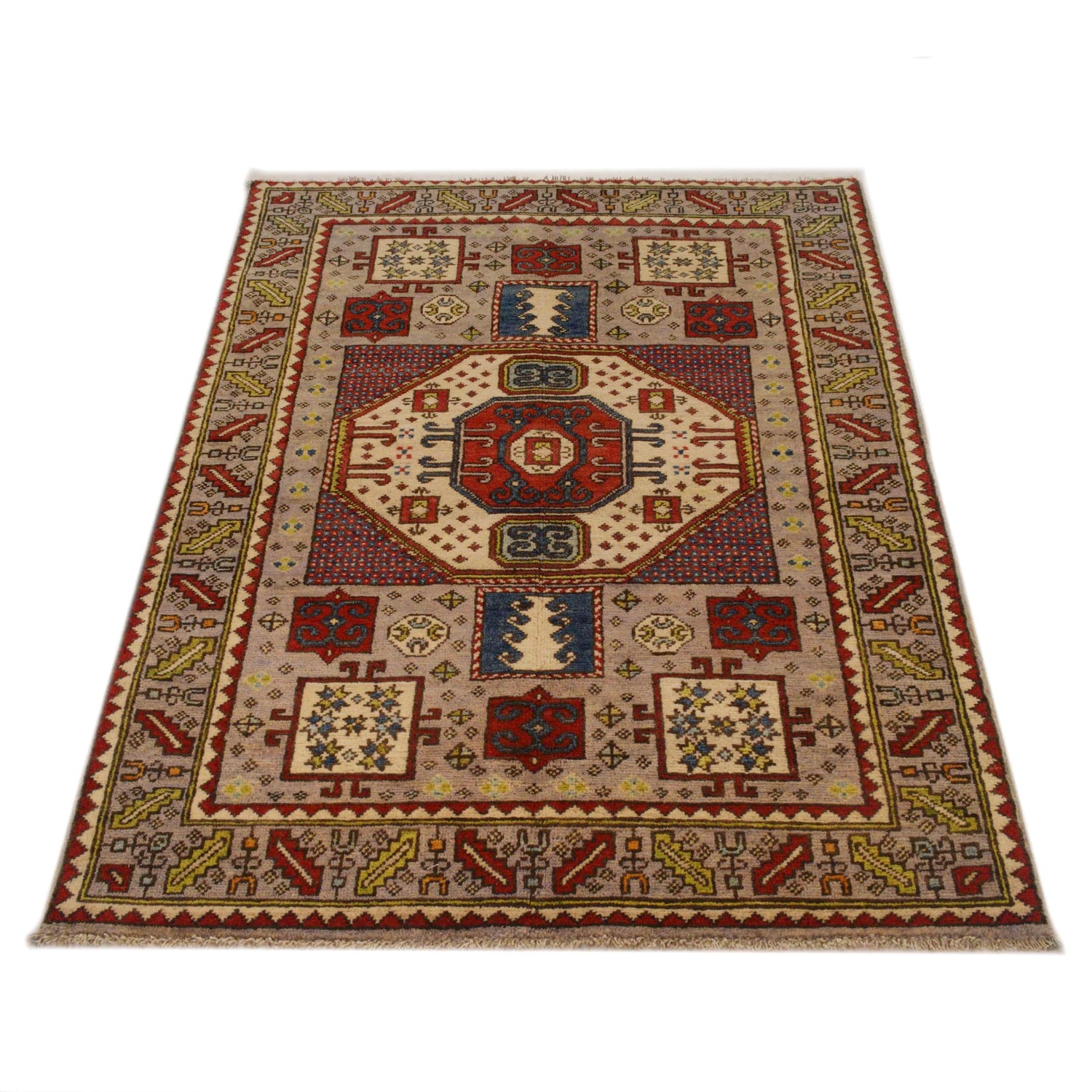 Oriental Mamluk Area Rug 3' 4" x 4' 9" ft / 101 x 146 cm - No. B34664