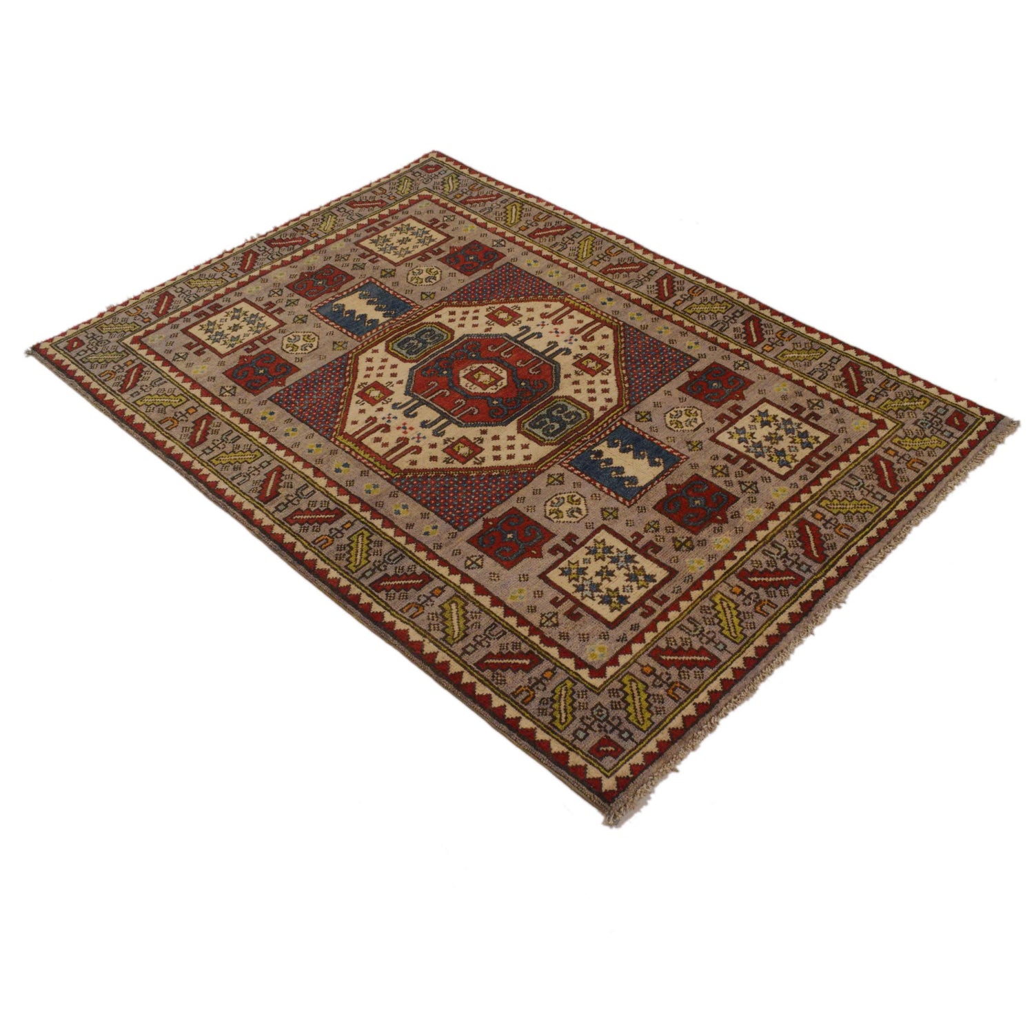 Oriental Mamluk Area Rug 3' 4" x 4' 9" ft / 101 x 146 cm - No. B34664