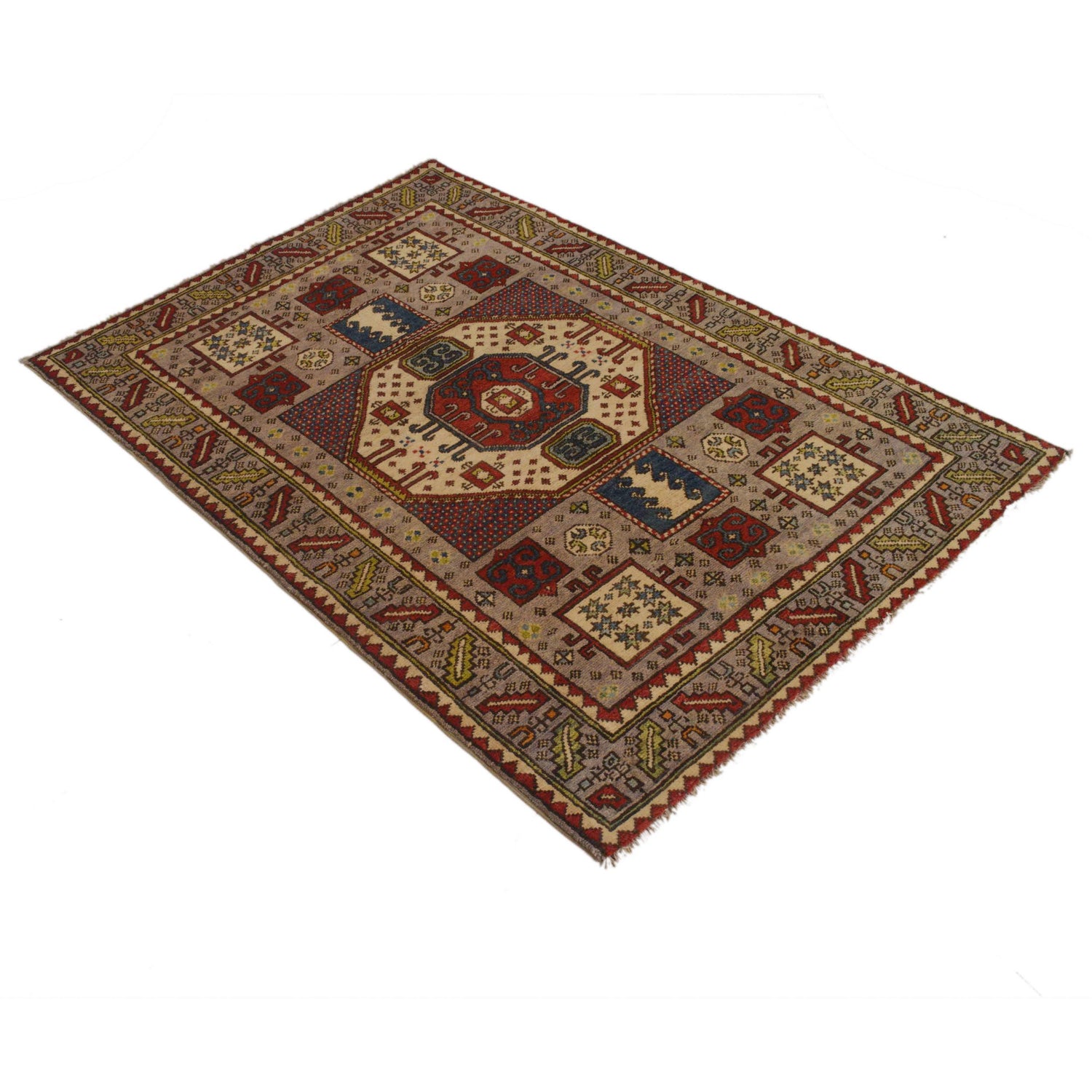 Oriental Mamluk Area Rug 3' 4" x 4' 9" ft / 101 x 146 cm - No. B34664