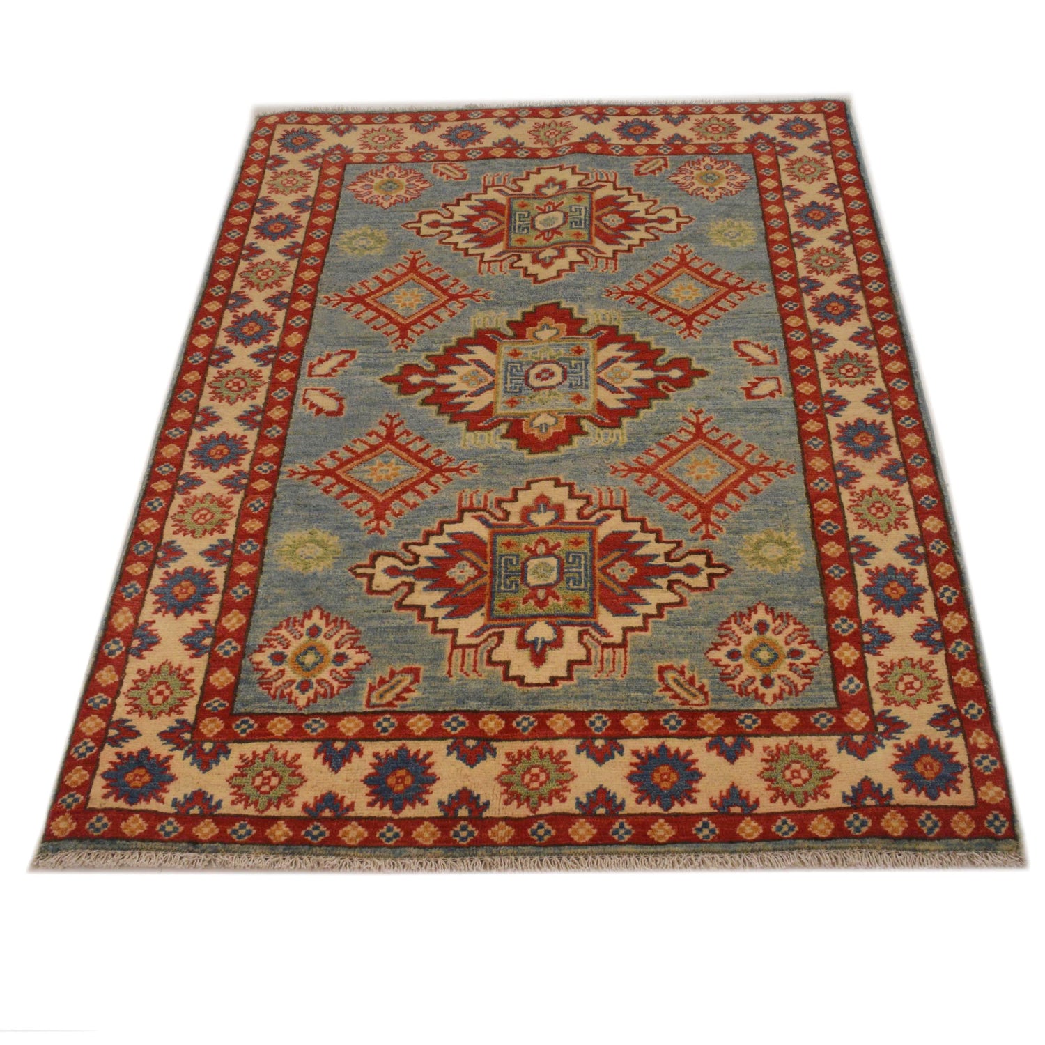 Blue Color Kazak Rug 3' 4" x 4' 10" ft / 102 x 147 cm - No. B34665