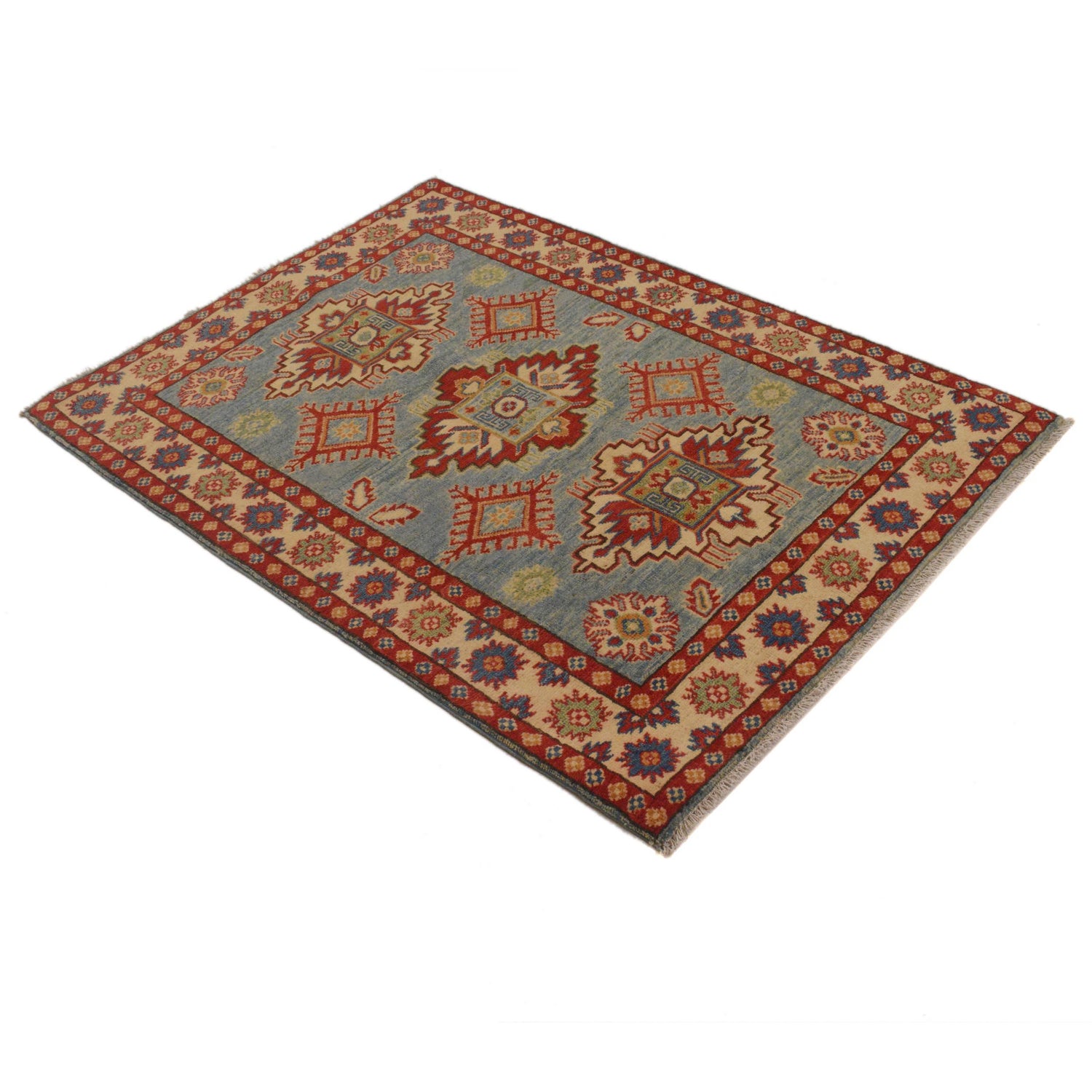 Blue Color Kazak Rug 3' 4" x 4' 10" ft / 102 x 147 cm - No. B34665