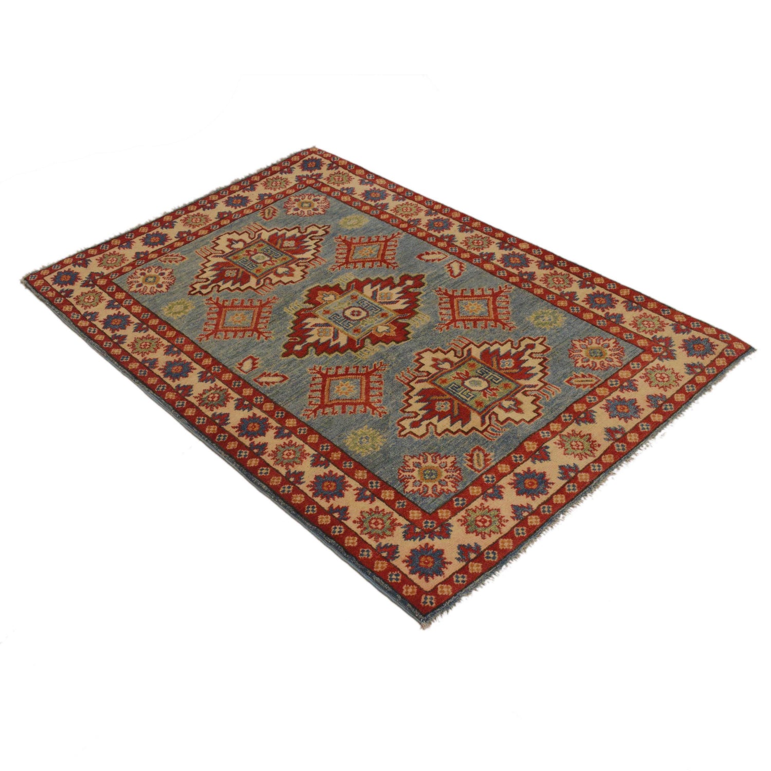 Blue Color Kazak Rug 3' 4" x 4' 10" ft / 102 x 147 cm - No. B34665